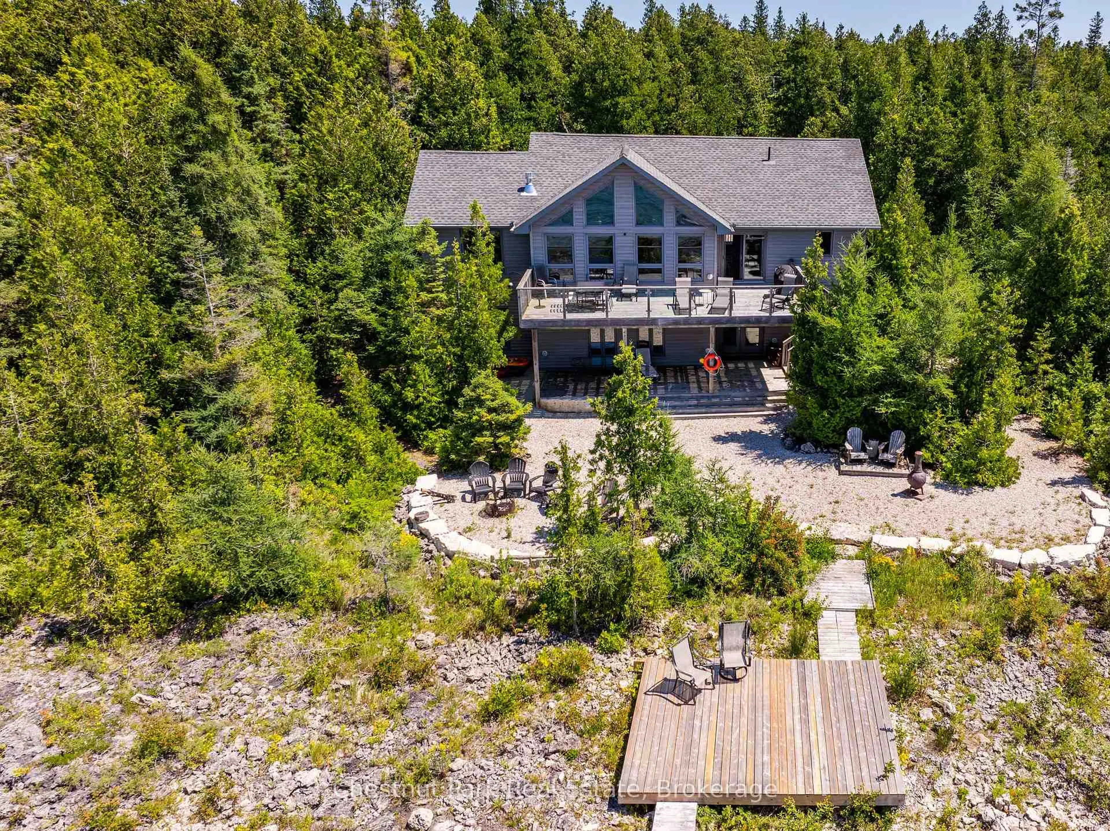 A pic from outside/outdoor area/front of a property/back of a property/a pic from drone, water/lake/river/ocean view for 145 Eagle Rd, Northern Bruce Peninsula Ontario N0H 2R0