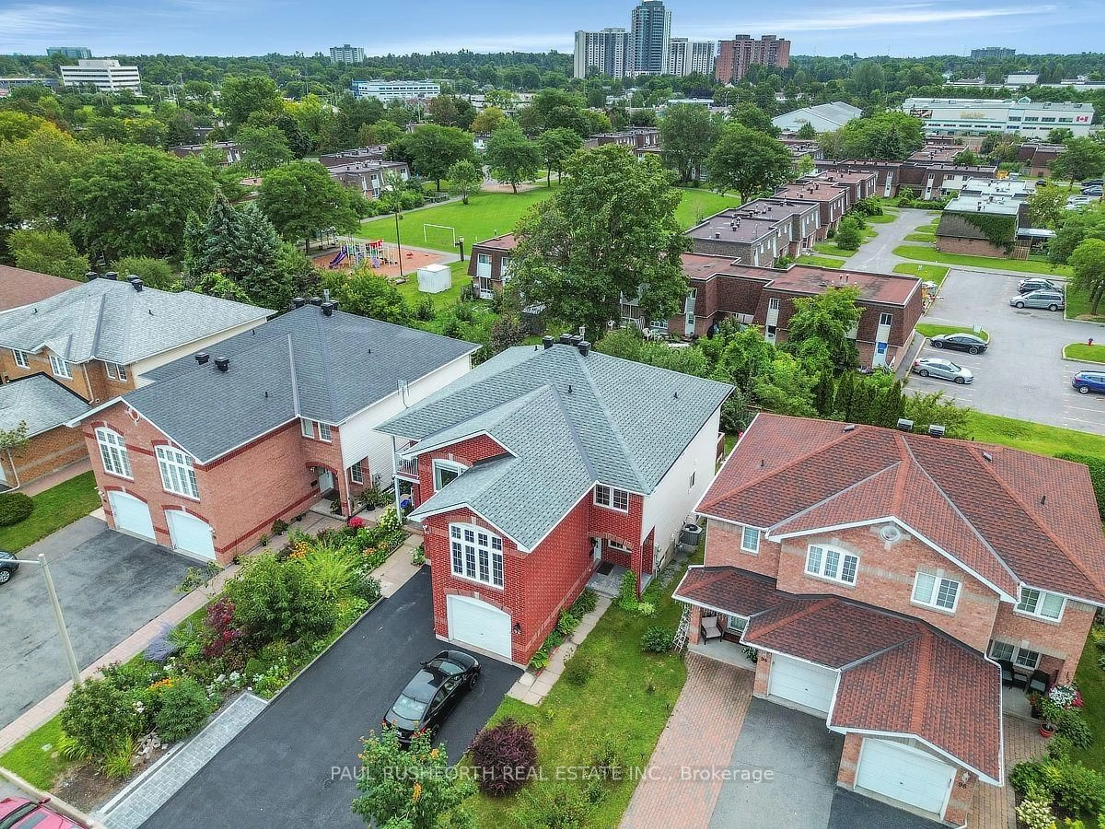 A pic from outside/outdoor area/front of a property/back of a property/a pic from drone, city buildings view from balcony for 92 Splinter Cres, Ottawa Ontario K2B 1B2