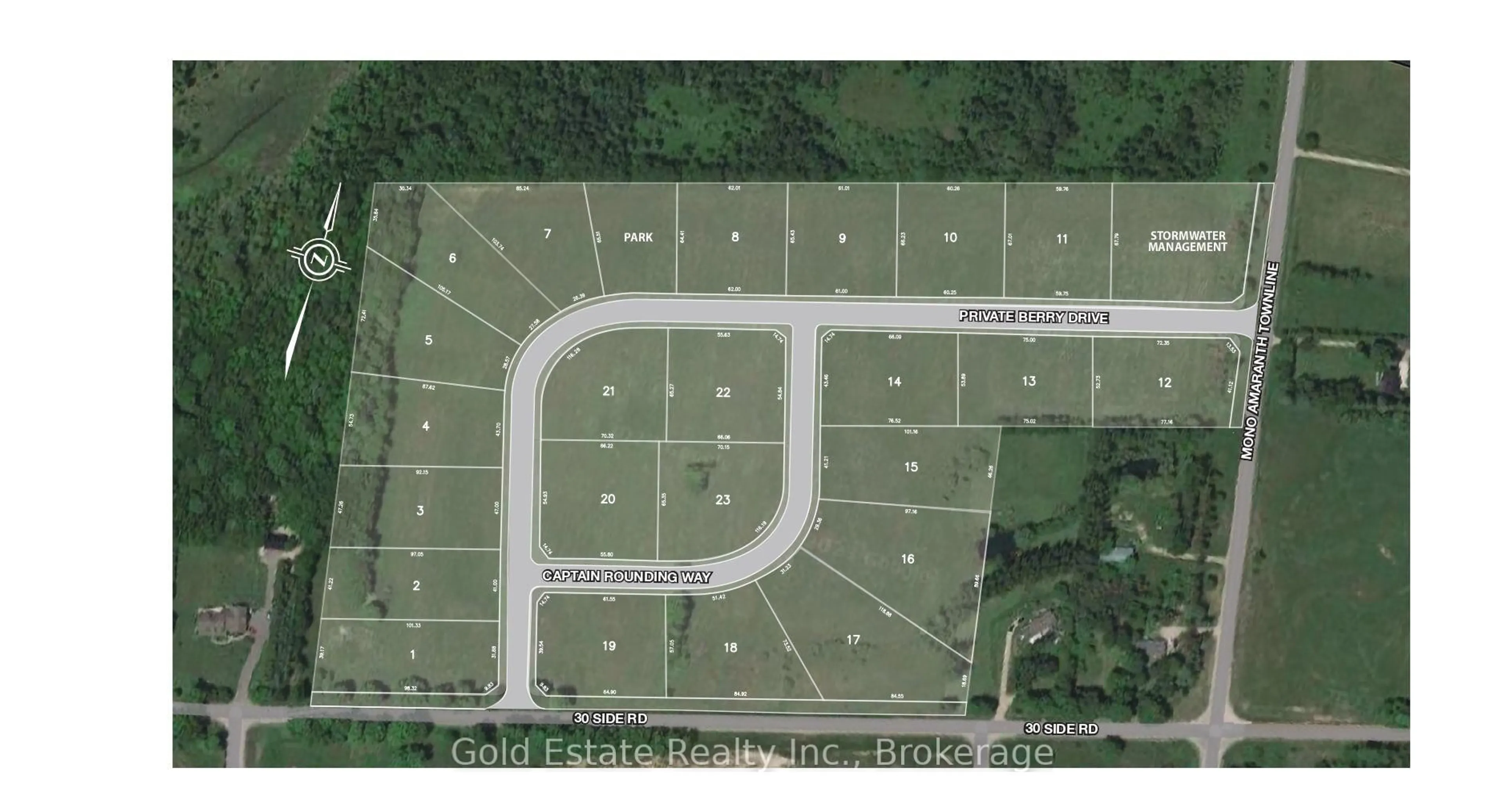 A pic from outside/outdoor area/front of a property/back of a property/a pic from drone, street for 1 Captain Rounding Way #Lot 19, Amaranth Ontario L9V 3T8