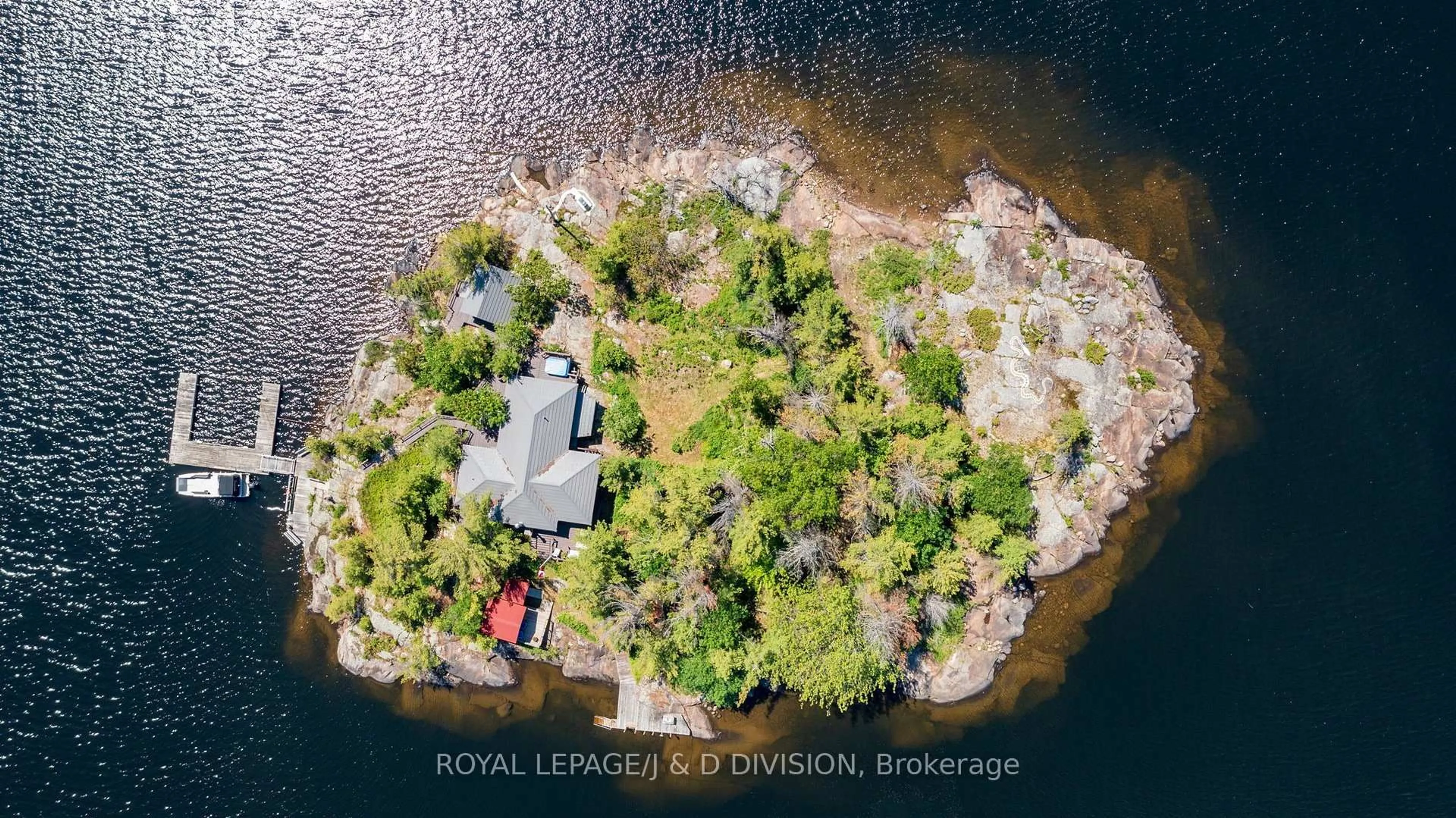 A pic from outside/outdoor area/front of a property/back of a property/a pic from drone, water/lake/river/ocean view for 1 B254 Emerald Island, The Archipelago Ontario P0C 1H0