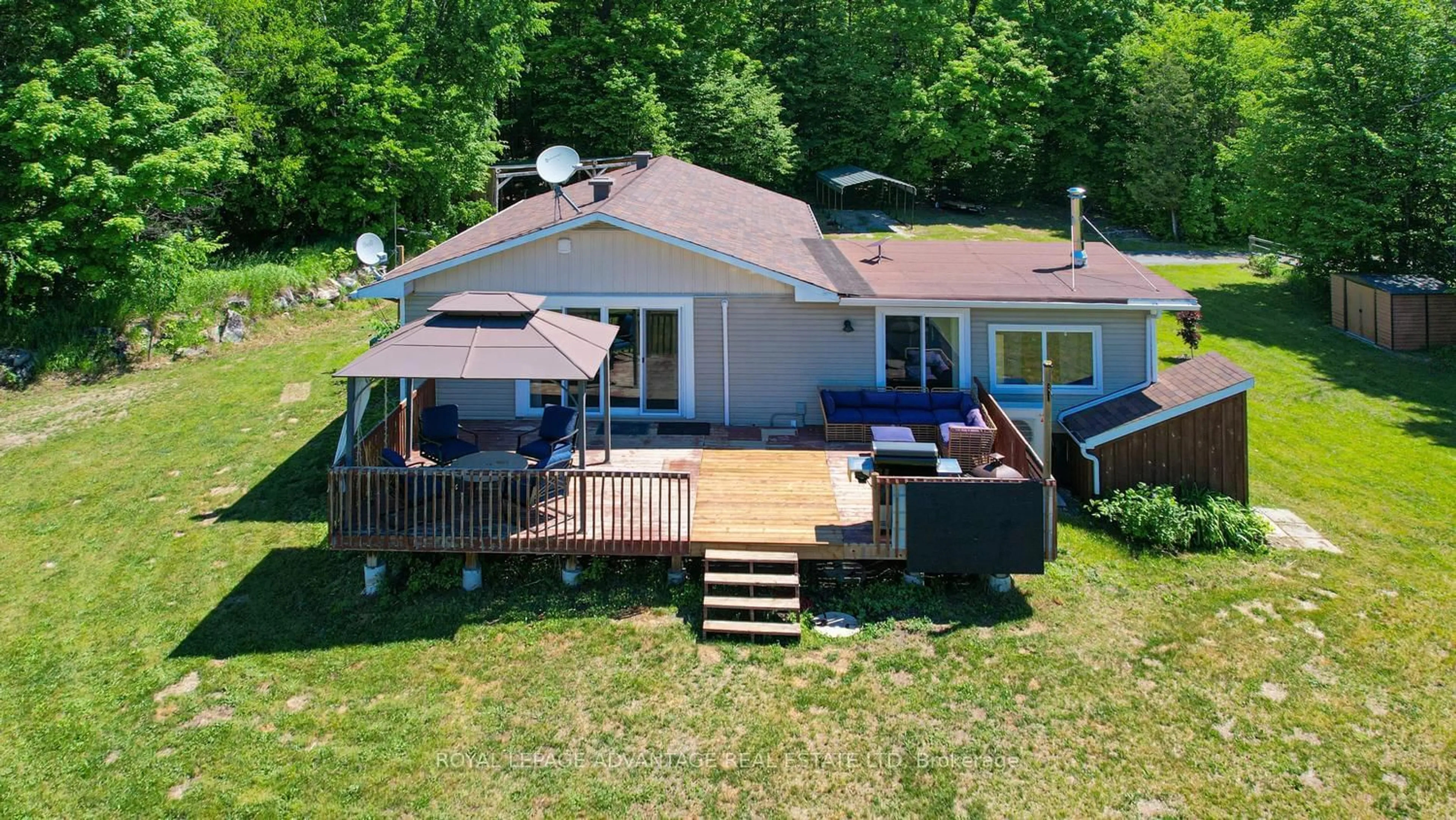 A pic from outside/outdoor area/front of a property/back of a property/a pic from drone, water/lake/river/ocean view for 1218 Galbraith Rd, Clayton Ontario K0A 1P0