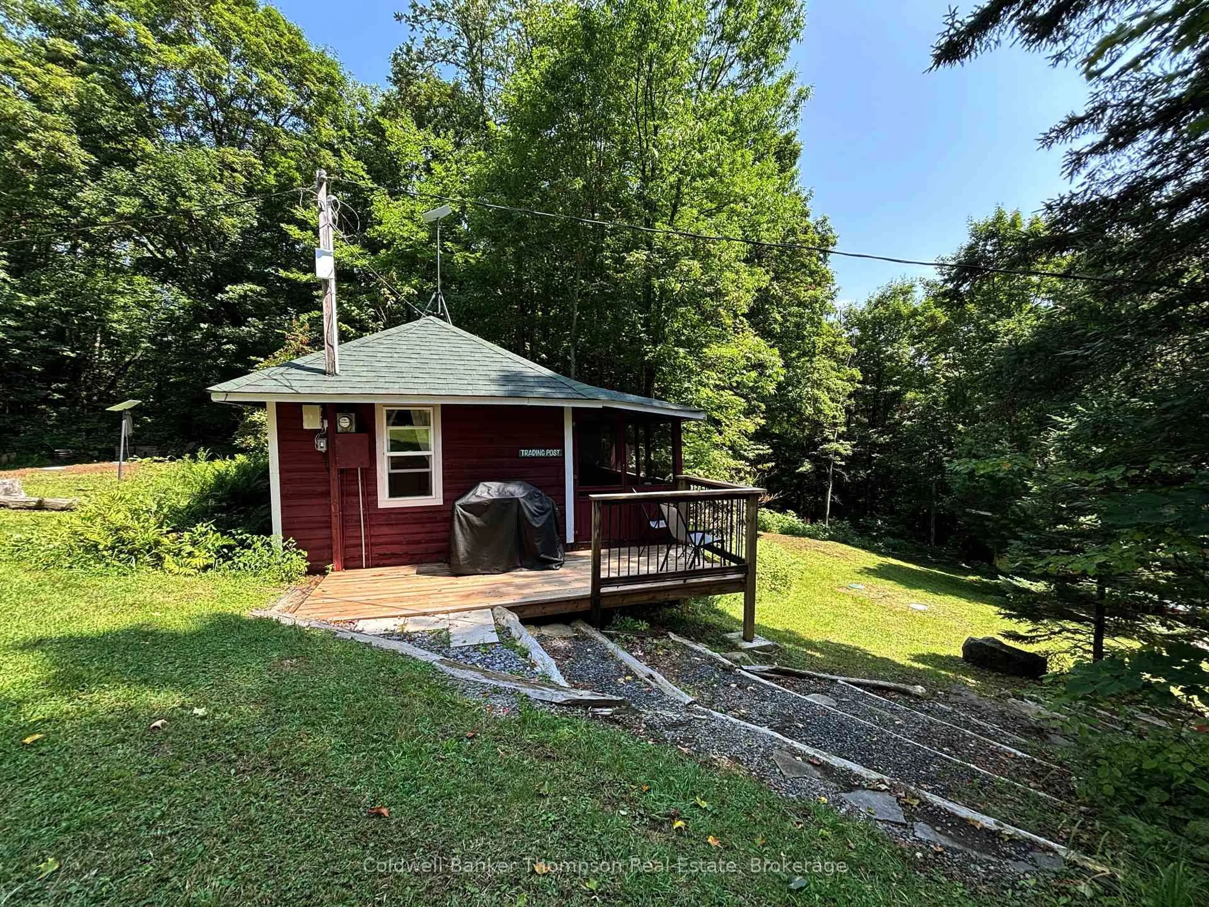 A pic from outside/outdoor area/front of a property/back of a property/a pic from drone, water/lake/river/ocean view for 1341 Billie Bear Rd, Lake of Bays Ontario P1H 2J6