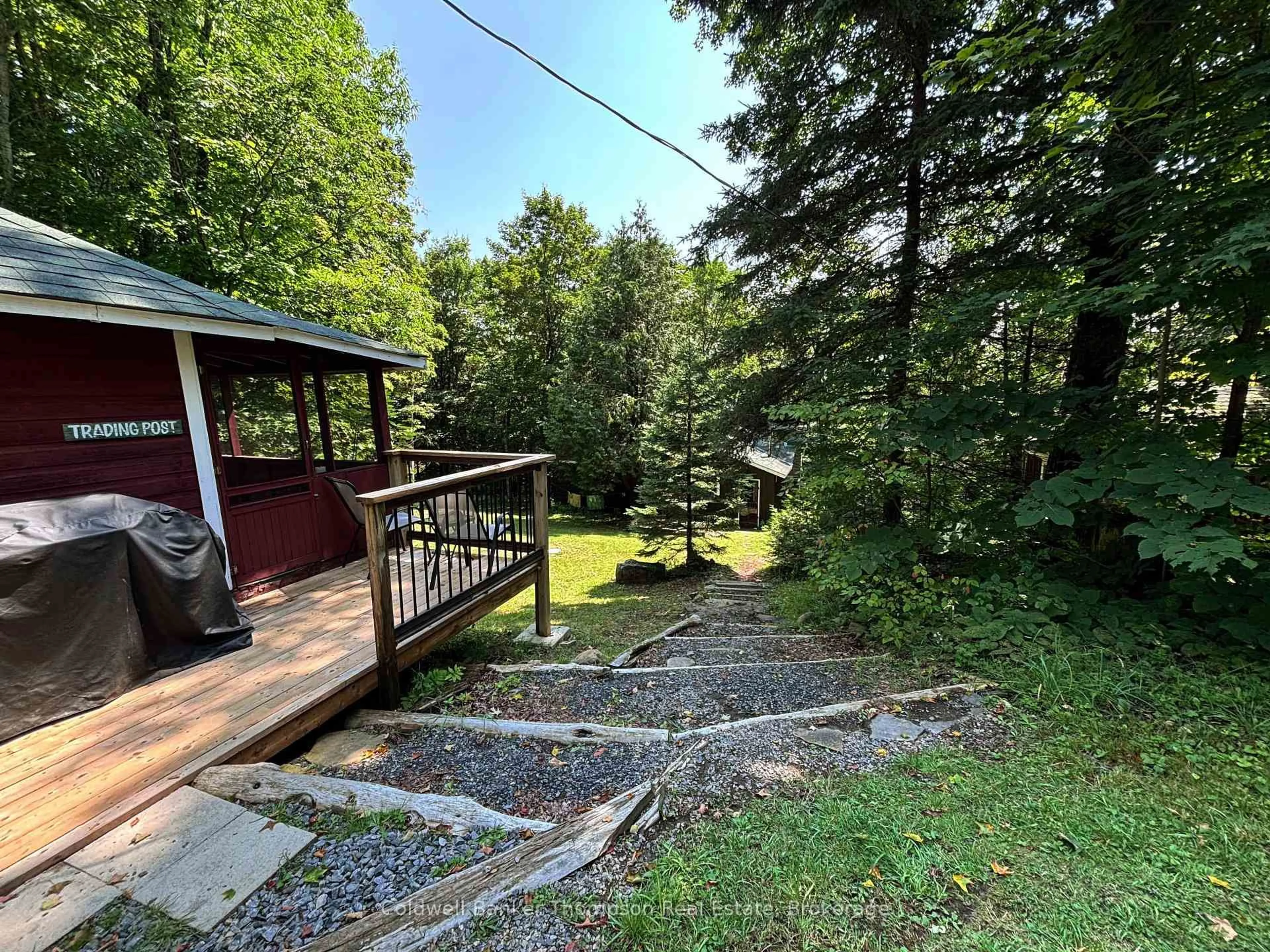 A pic from outside/outdoor area/front of a property/back of a property/a pic from drone, forest/trees view for 1341 Billie Bear Rd, Lake of Bays Ontario P1H 2J6