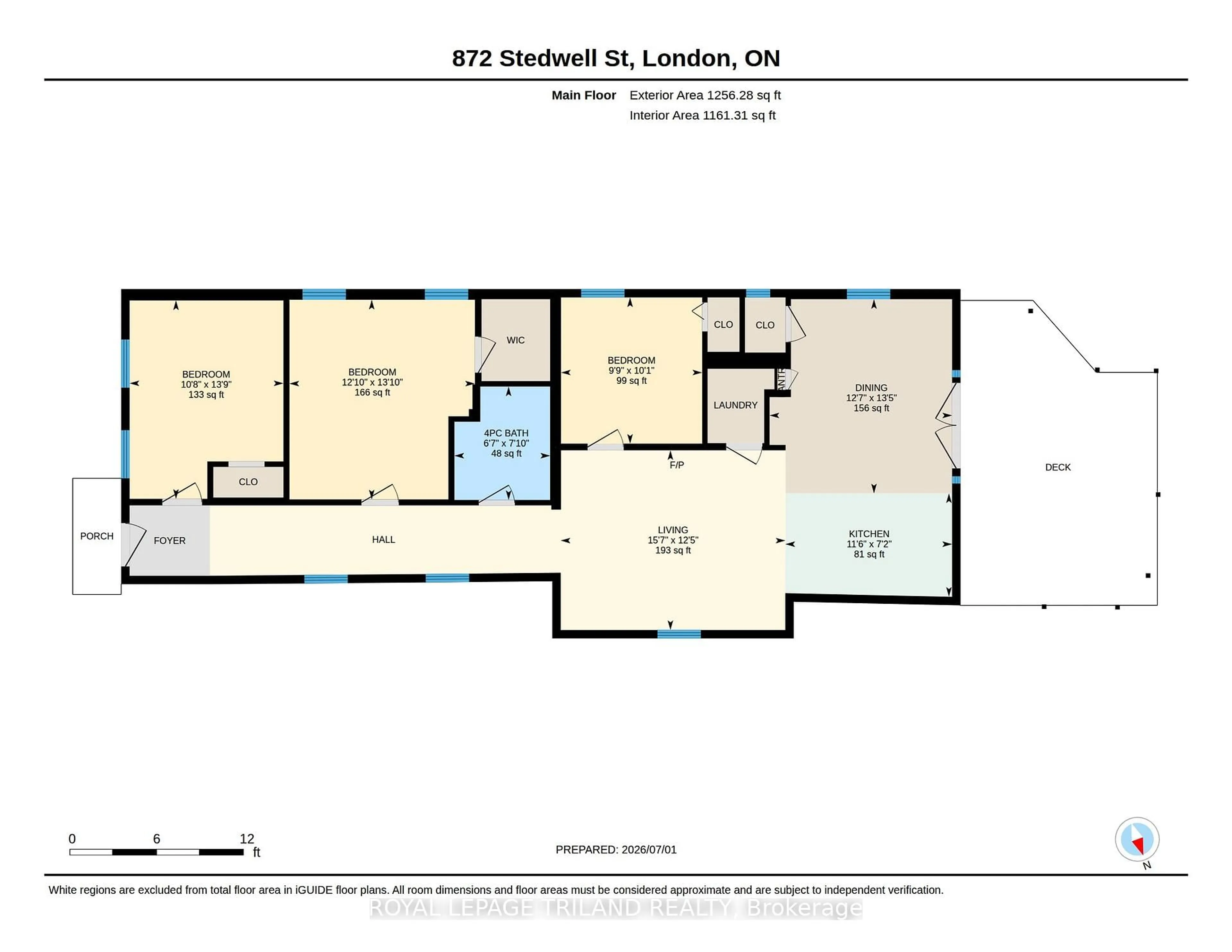 Floor plan for 872 Stedwell St, London East Ontario N5Z 1L8