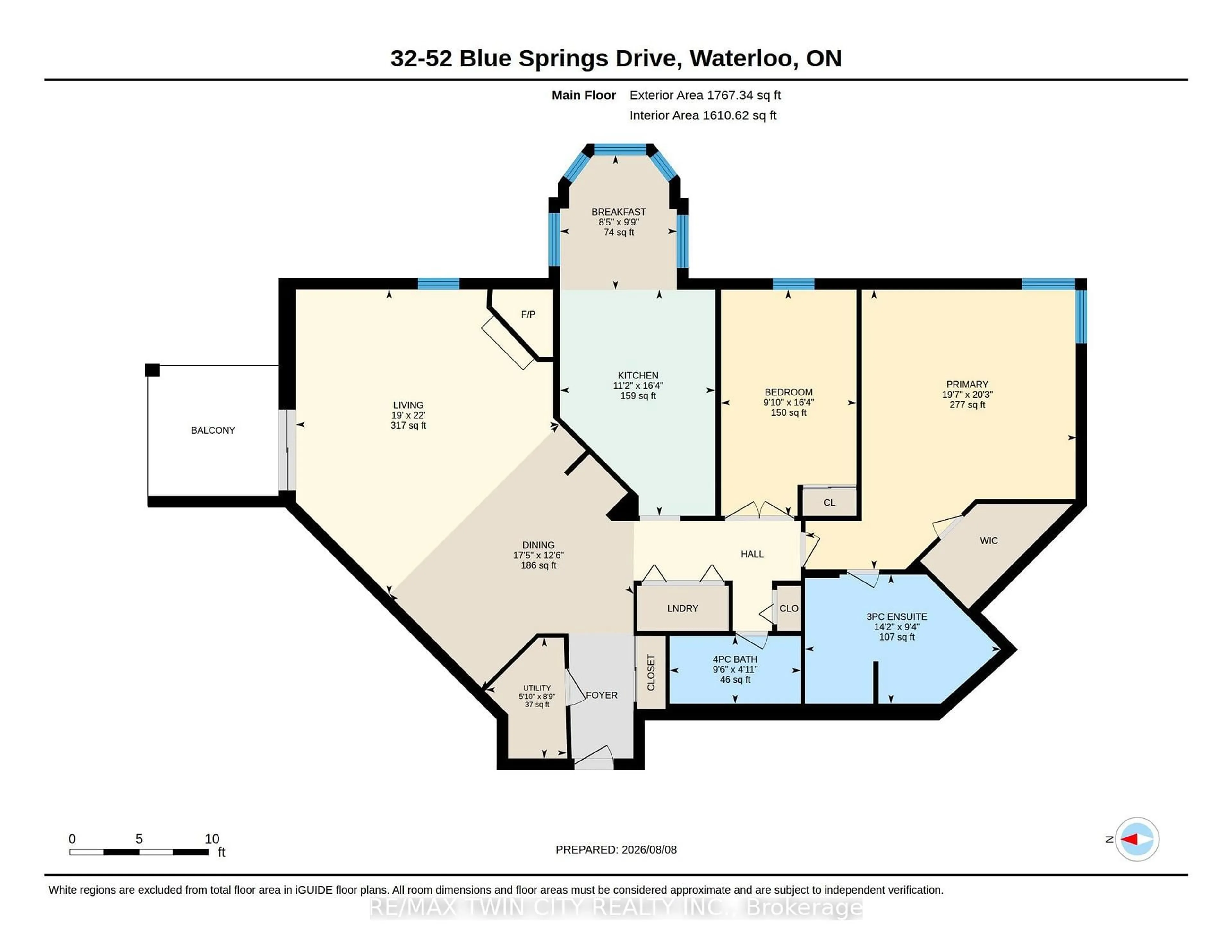 Floor plan for 52 Blue Springs Dr #32, Waterloo Ontario N2J 4M4