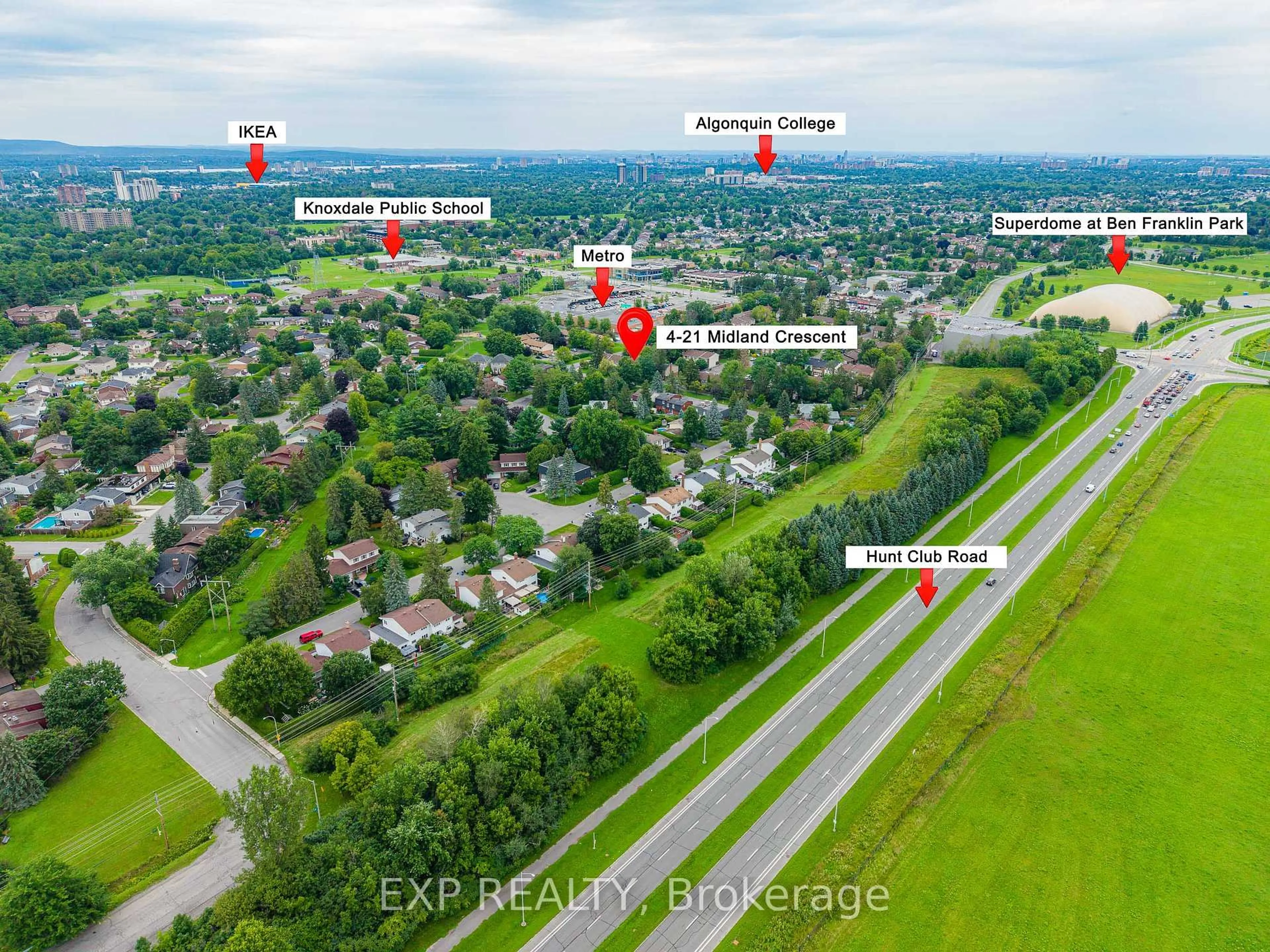 A pic from outside/outdoor area/front of a property/back of a property/a pic from drone, unknown for 21 Midland Cres #4, Ottawa Ontario K2H 8P6