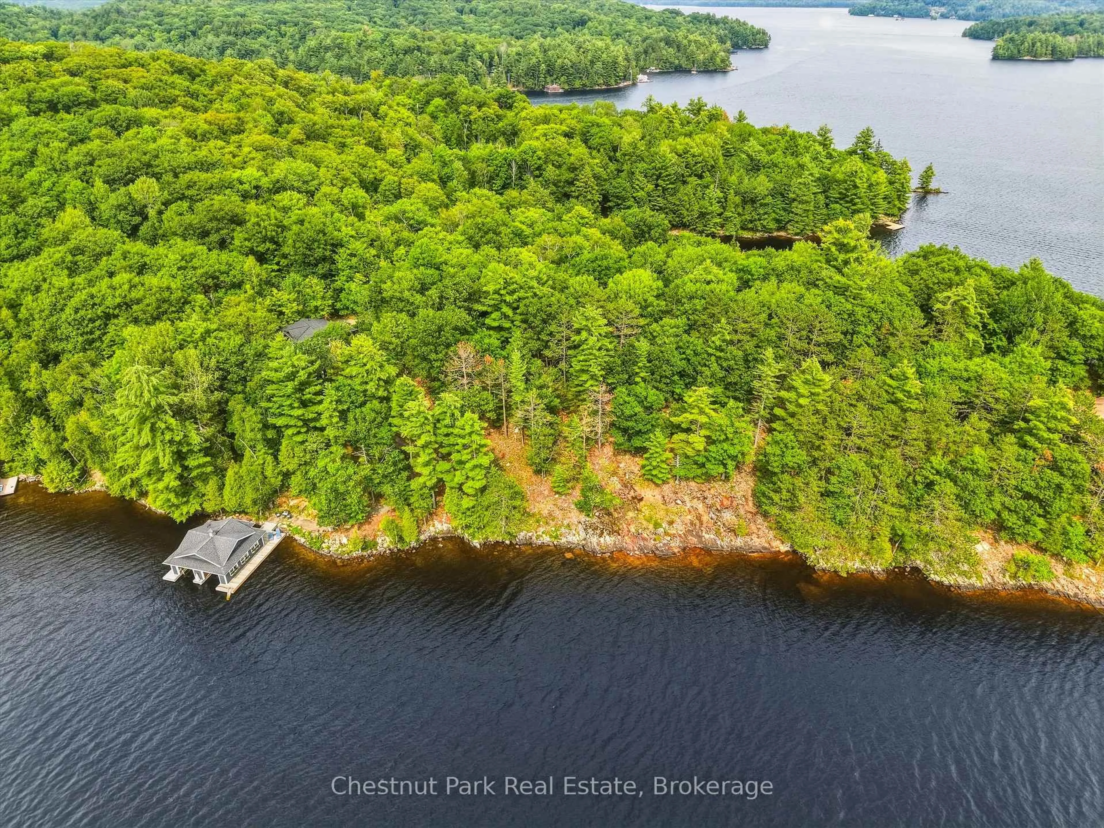 A pic from outside/outdoor area/front of a property/back of a property/a pic from drone, water/lake/river/ocean view for 1162 Osborne Point Rd #Unit 1, Lake of Bays Ontario P1H 2J3