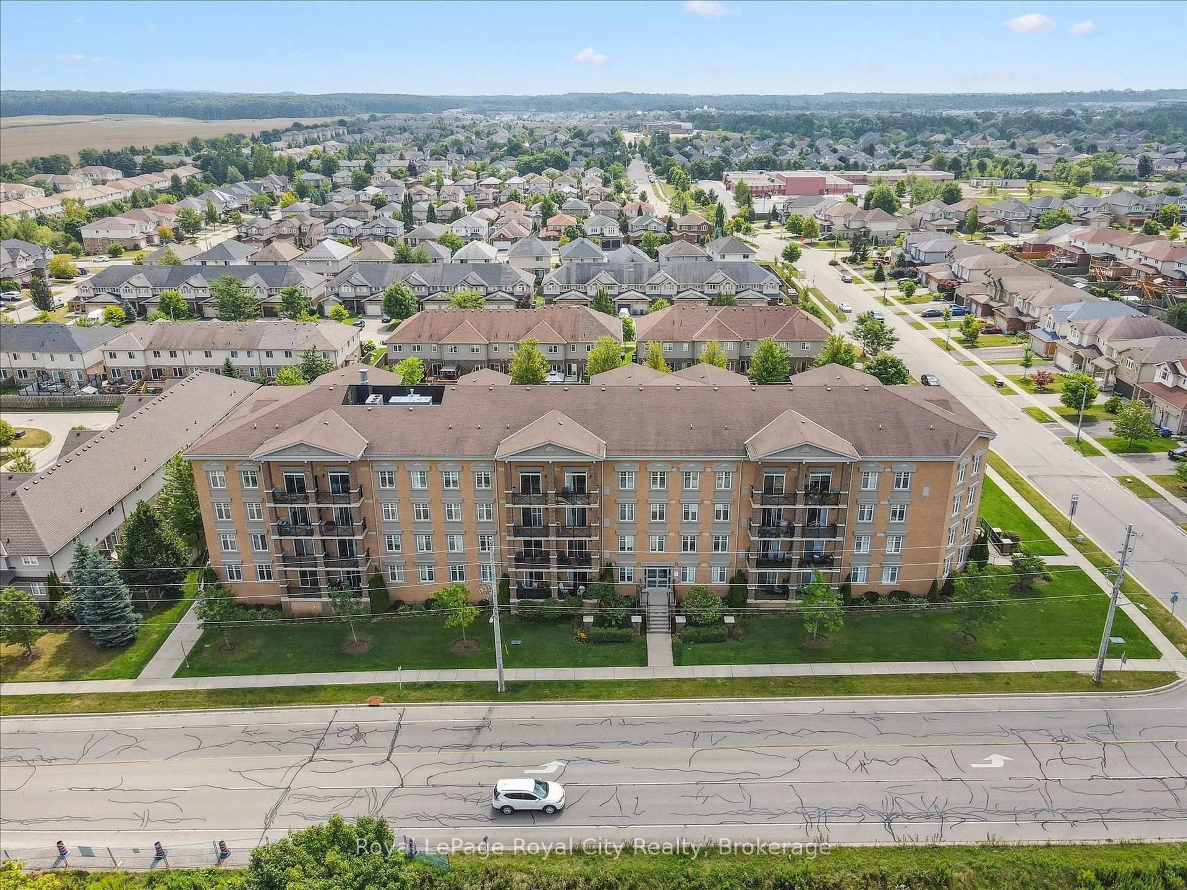 A pic from outside/outdoor area/front of a property/back of a property/a pic from drone, city buildings view from balcony for 2 Colonial Dr #403, Guelph Ontario N1L 0K8