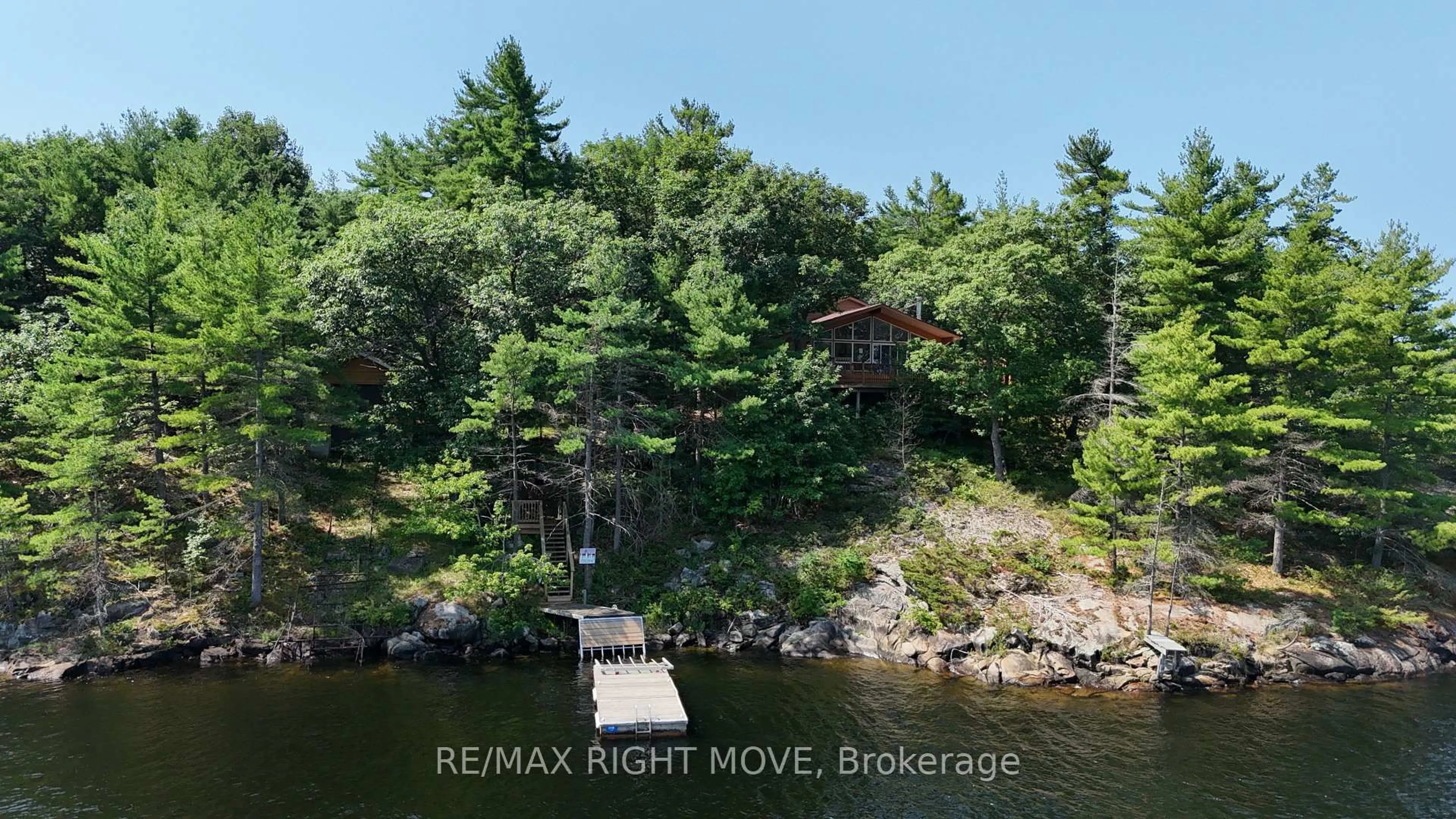 A pic from outside/outdoor area/front of a property/back of a property/a pic from drone, water/lake/river/ocean view for 3140 Island 1810, Georgian Bay Ontario P0E 1E0