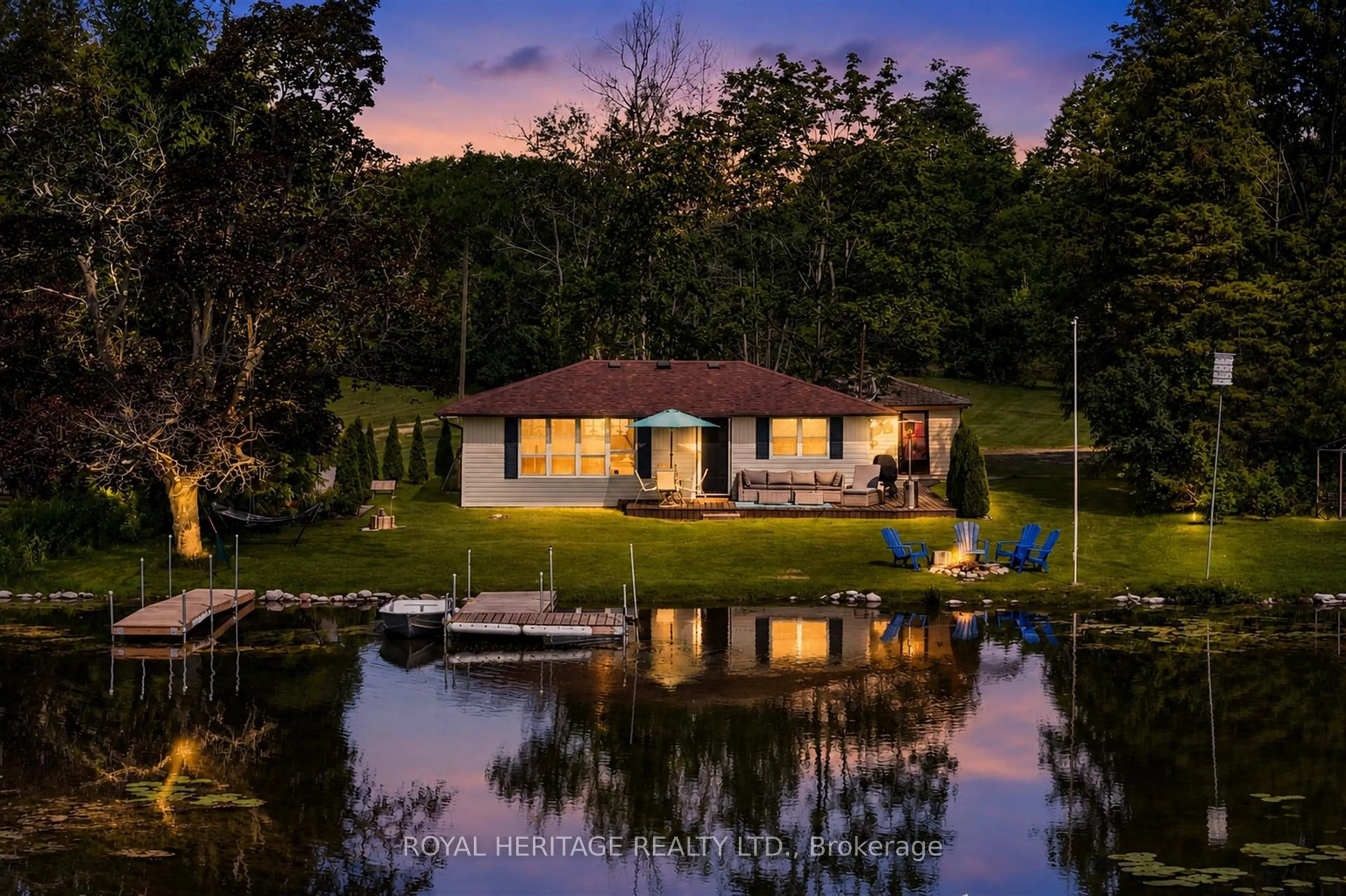 A pic from outside/outdoor area/front of a property/back of a property/a pic from drone, water/lake/river/ocean view for 100 Clearview Dr, Kawartha Lakes Ontario K0L 2W0