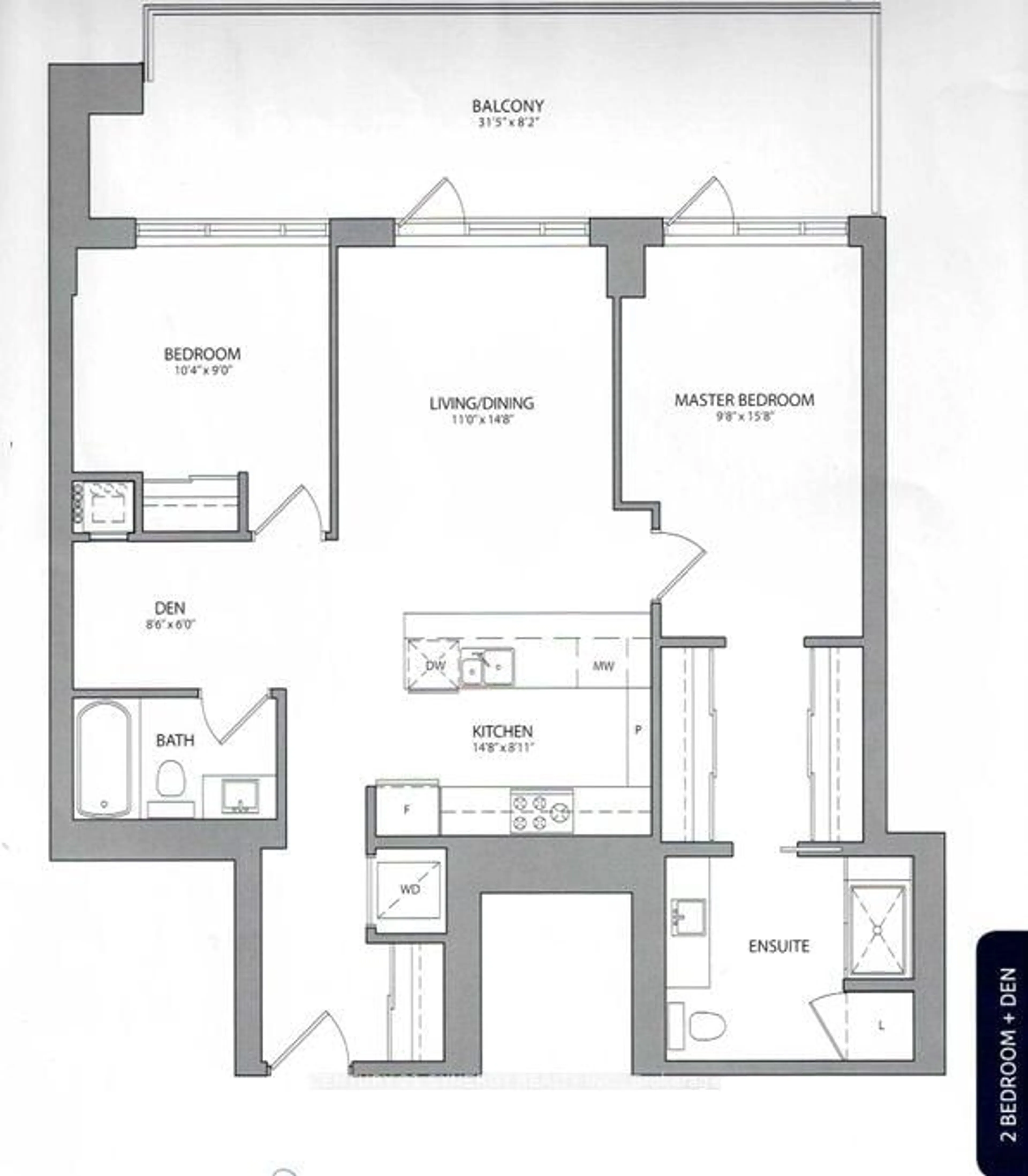 Floor plan for 570 De Mazenod Ave #512, Ottawa Ontario K1S 5X2