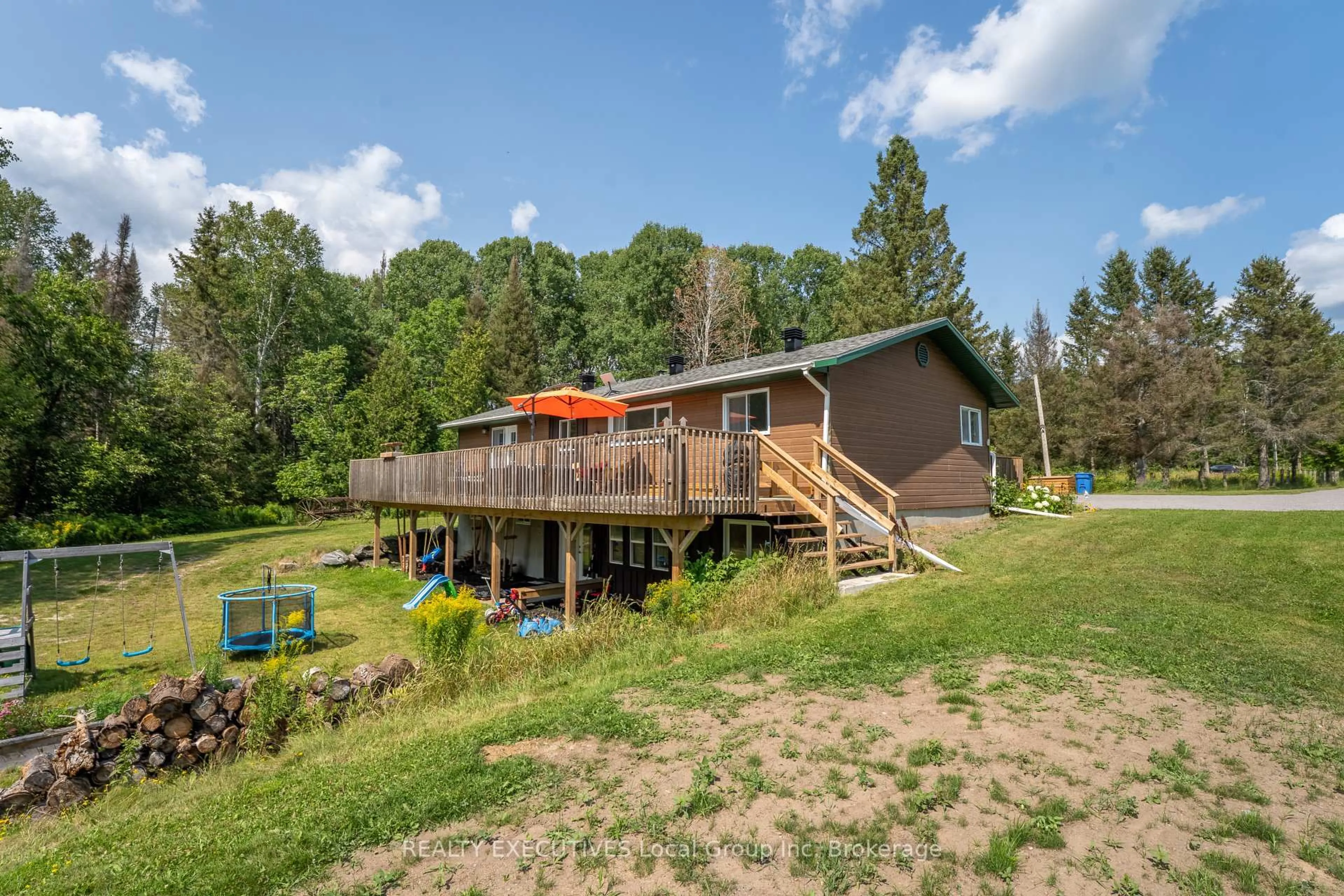 A pic from outside/outdoor area/front of a property/back of a property/a pic from drone, water/lake/river/ocean view for 575 Golf Course Rd, Chisholm Ontario P0H 1Z0
