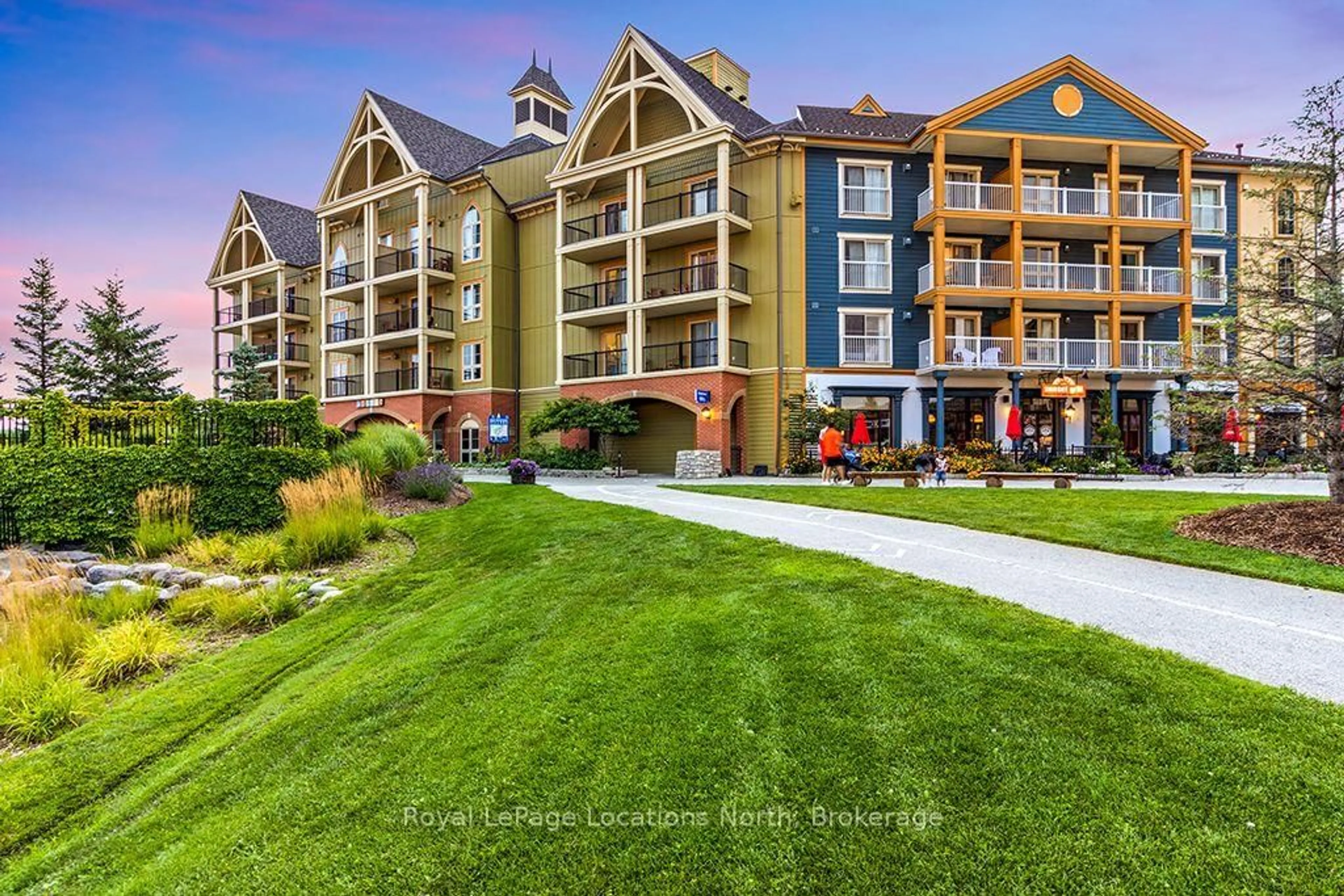 A pic from outside/outdoor area/front of a property/back of a property/a pic from drone, water/lake/river/ocean view for 190 Jozo Weider Blvd #110, Blue Mountains Ontario L9Y 0V2