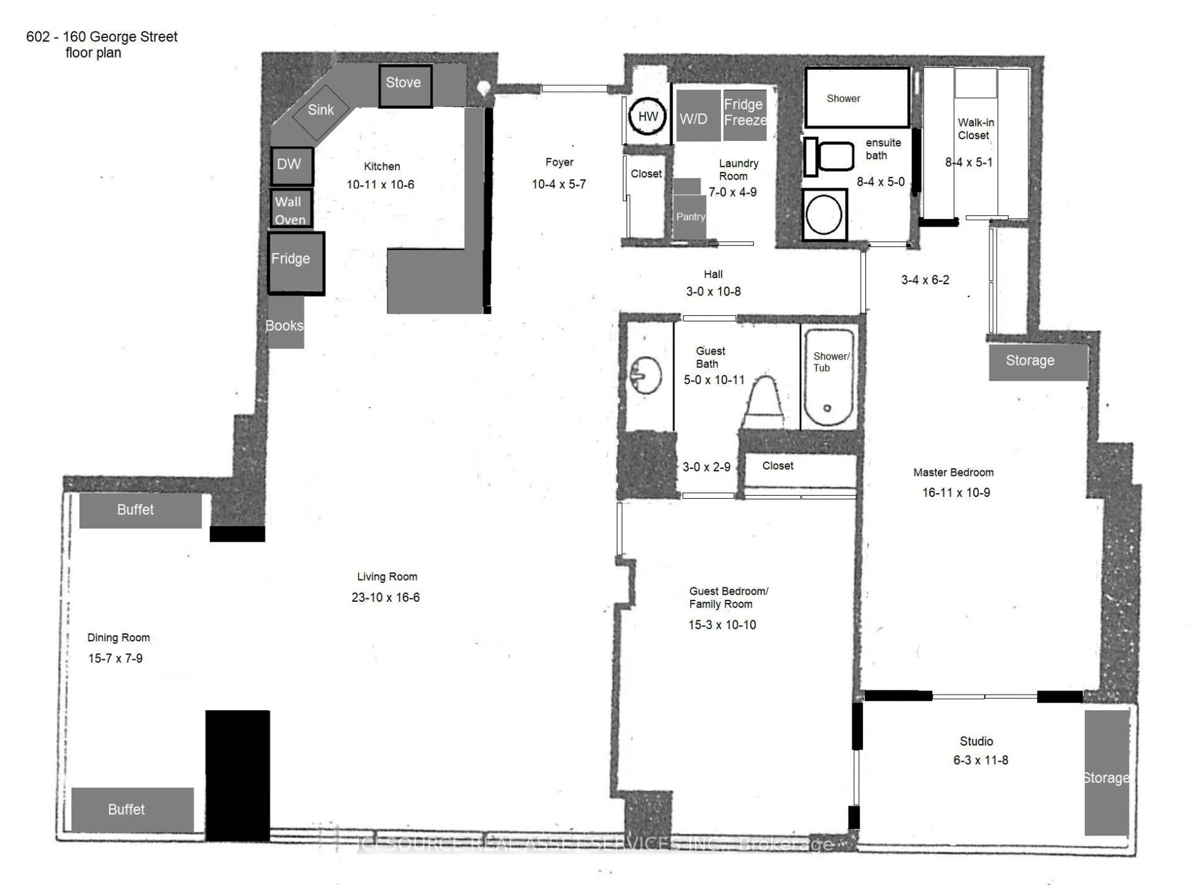 Floor plan for 160 George St #602, Ottawa Ontario K1N 9M2