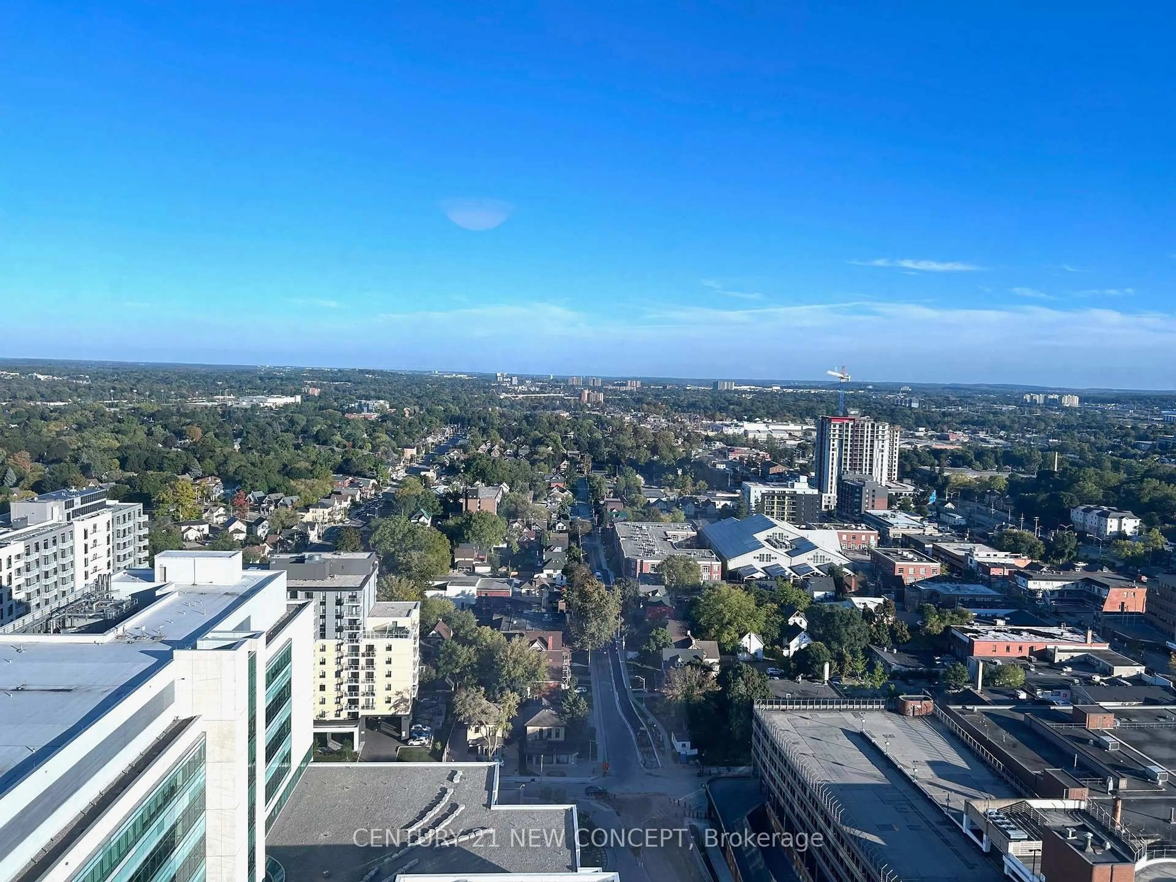 A pic from outside/outdoor area/front of a property/back of a property/a pic from drone, city buildings view from balcony for 60 Frederick St #2501, Kitchener Ontario N2H 0C7