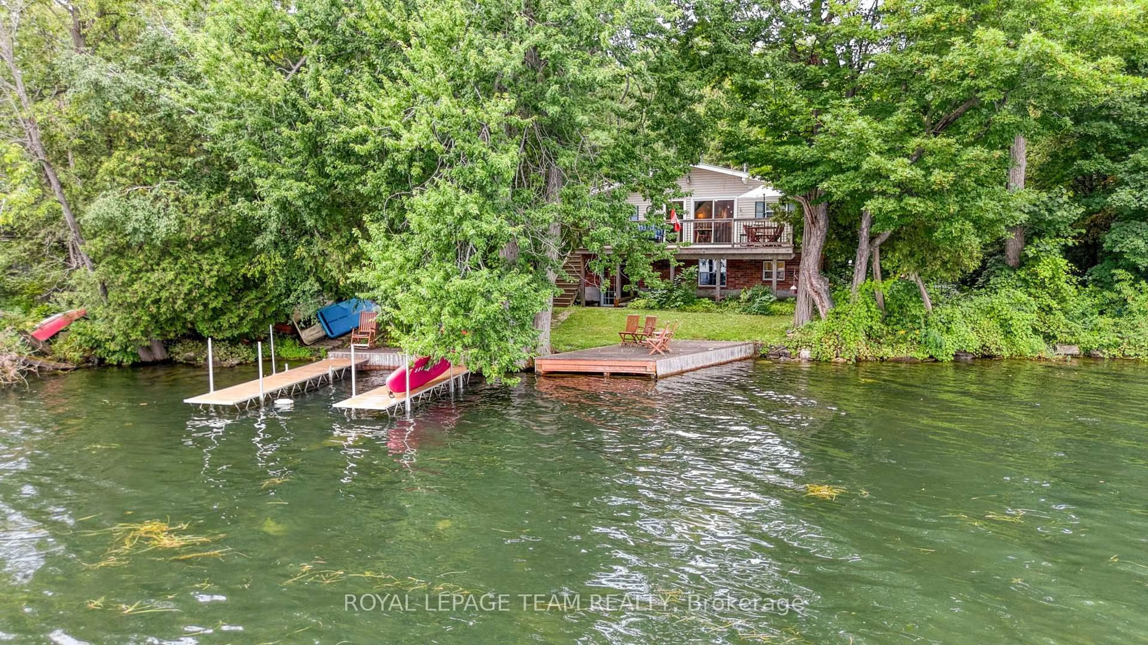 A pic from outside/outdoor area/front of a property/back of a property/a pic from drone, water/lake/river/ocean view for 3 B1 Rd, Rideau Lakes Ontario K0G 1L0