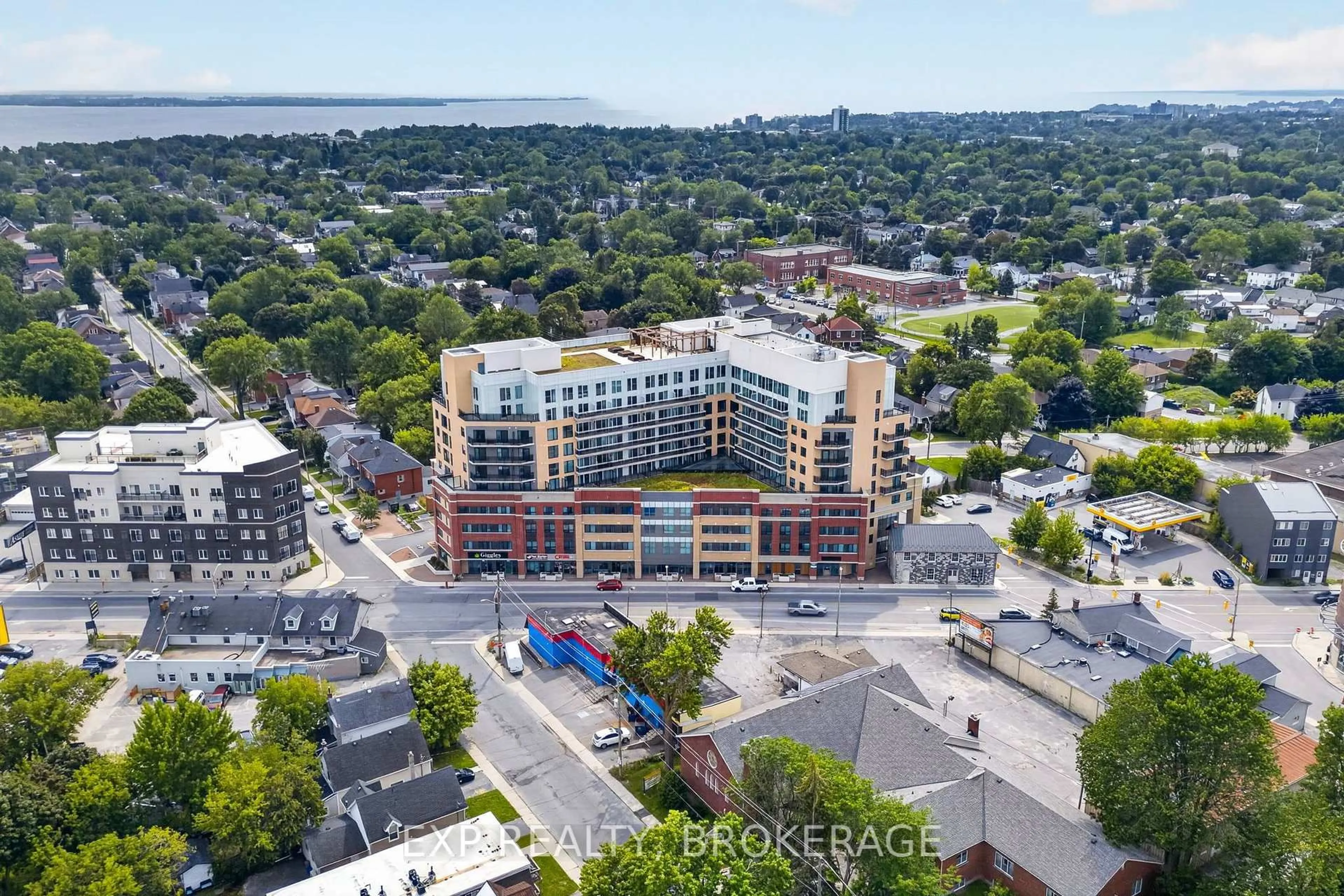 A pic from outside/outdoor area/front of a property/back of a property/a pic from drone, city buildings view from balcony for 652 Princess St #326, Kingston Ontario K7L 1E5
