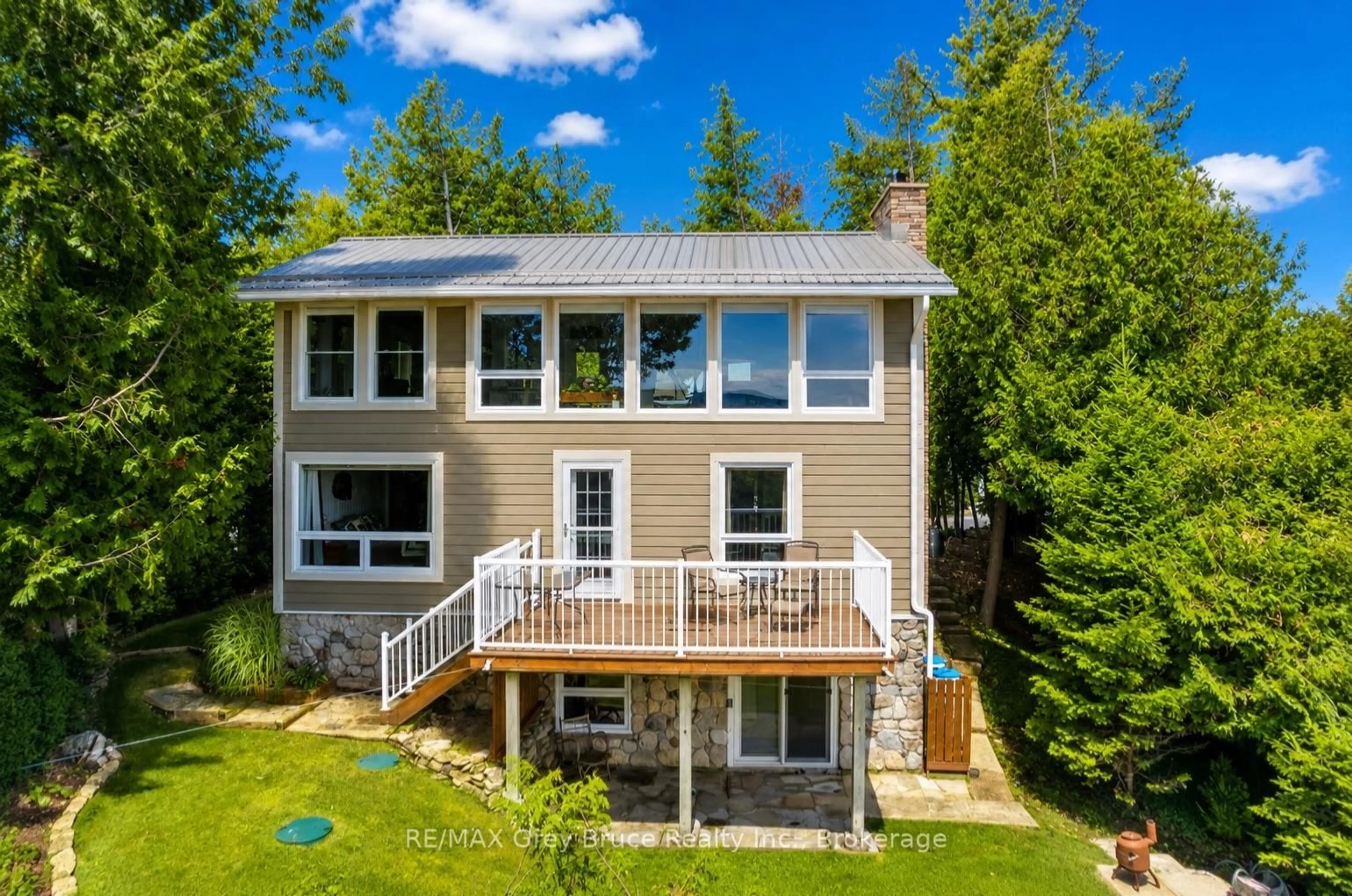 A pic from outside/outdoor area/front of a property/back of a property/a pic from drone, water/lake/river/ocean view for 6 Chetwynd Lane, Northern Bruce Peninsula Ontario N0H 1W0