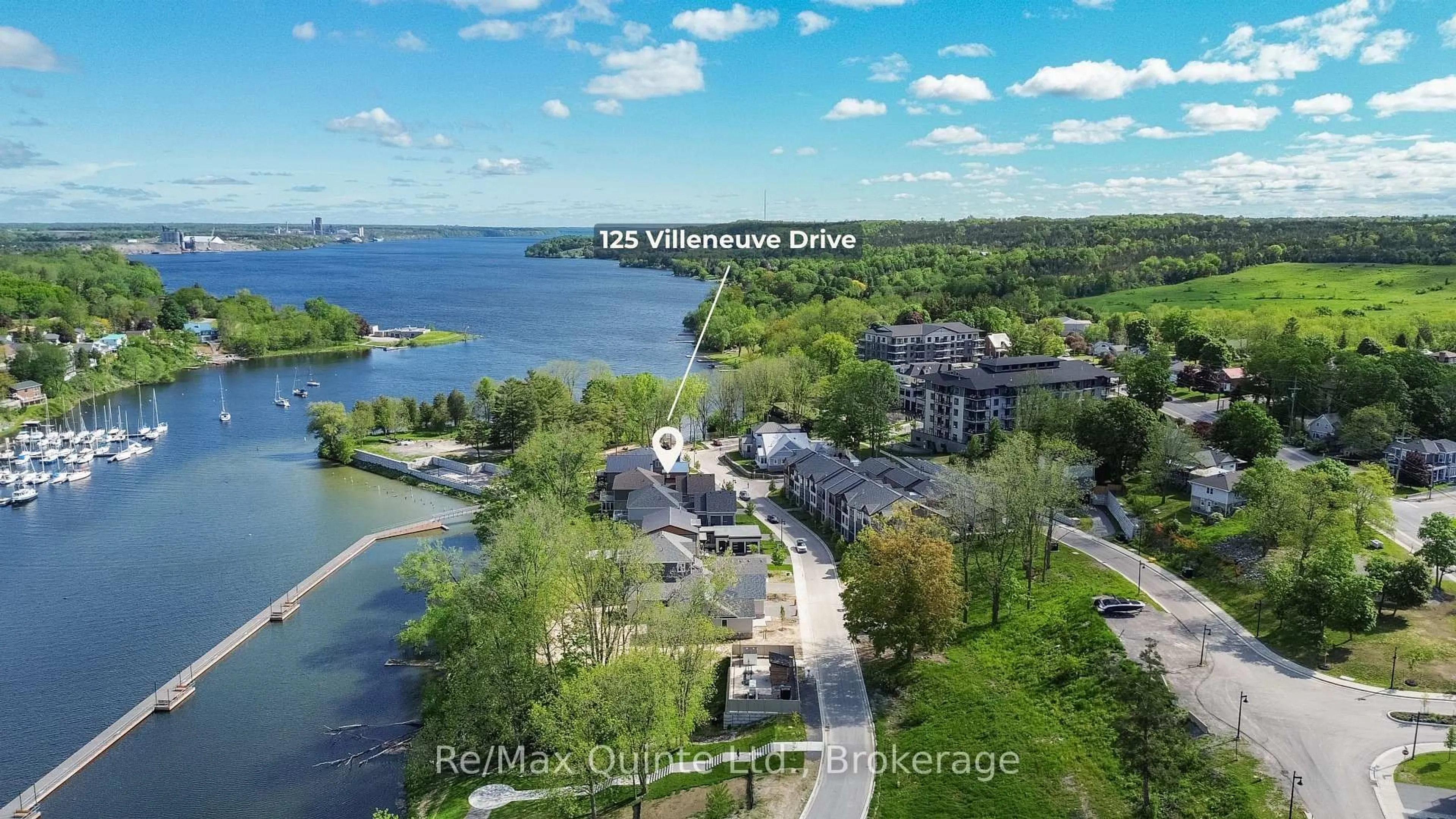 A pic from outside/outdoor area/front of a property/back of a property/a pic from drone, water/lake/river/ocean view for 125 Villeneuve Dr, Prince Edward County Ontario K0K 2T0