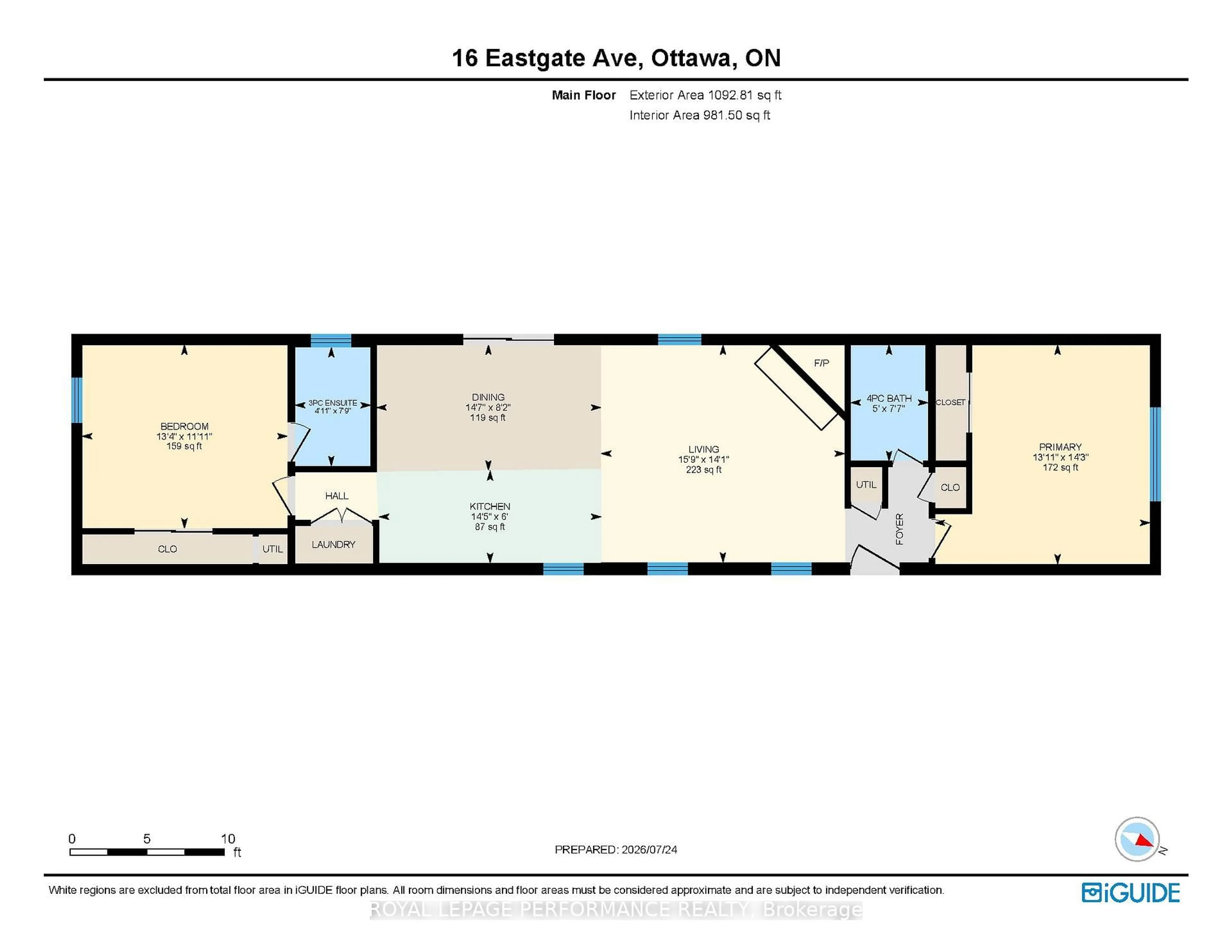 Floor plan for 16 Eastgate Ave, Ottawa Ontario K2H 7S2