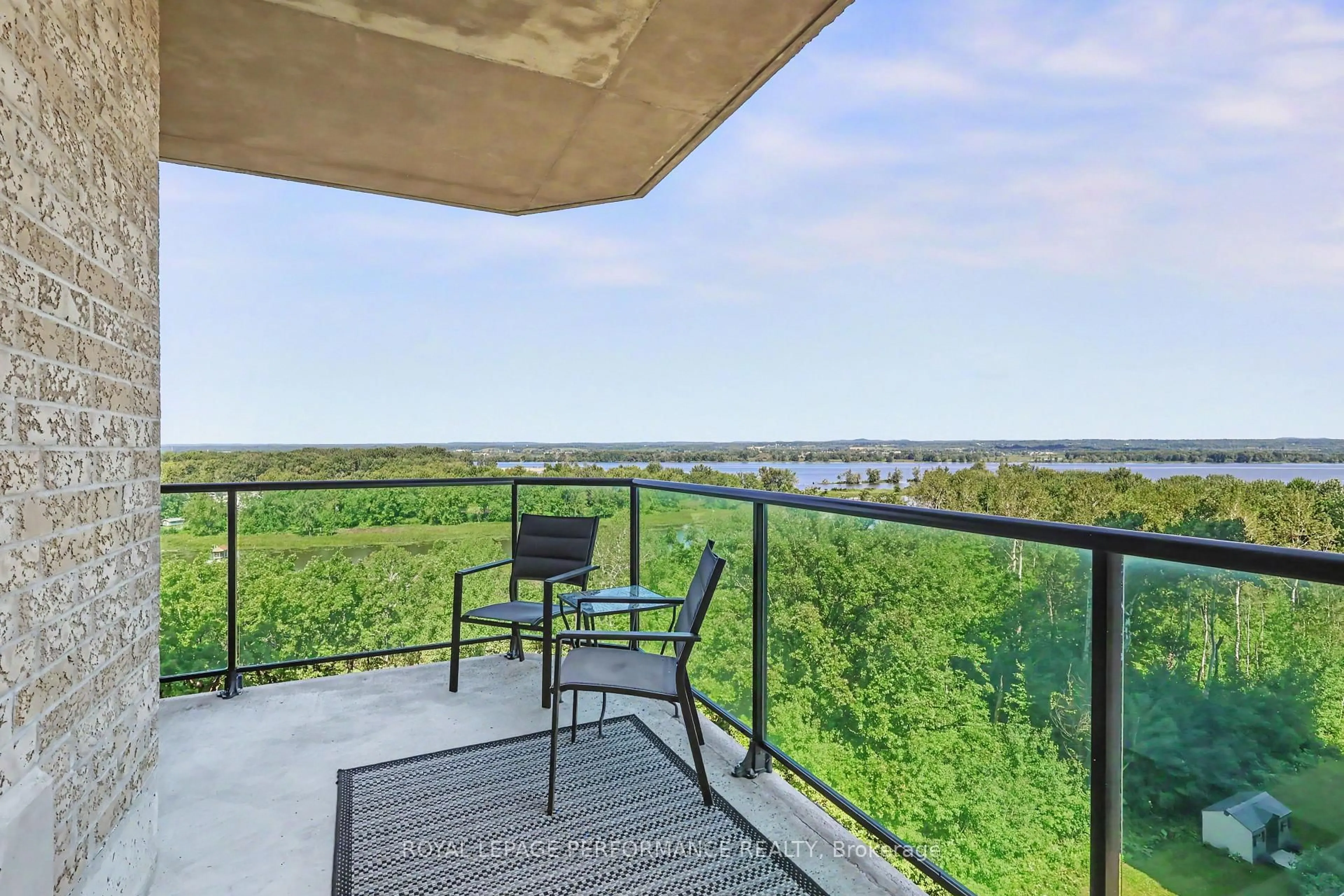 Balcony in the apartment, water/lake/river/ocean view for 100 Inlet Private #704, Ottawa Ontario K4A 0S8
