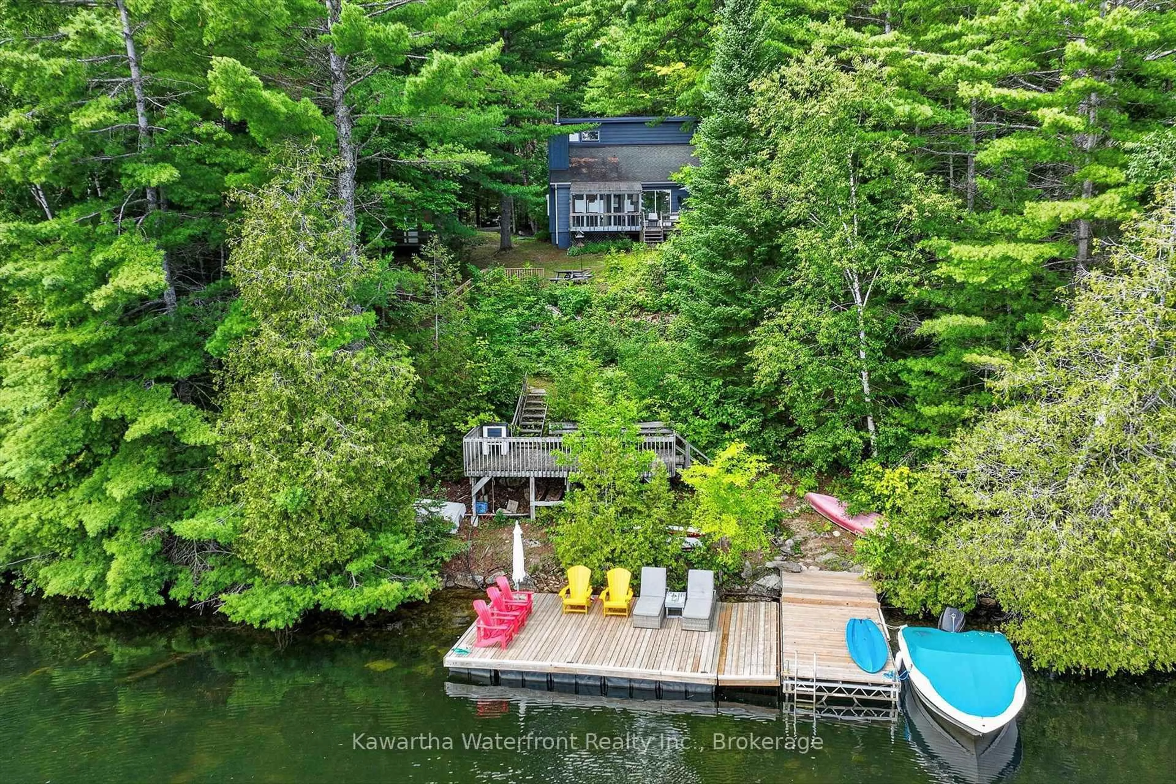 A pic from outside/outdoor area/front of a property/back of a property/a pic from drone, water/lake/river/ocean view for 1620 Lewis Rd, Highlands East Ontario K0L 1C0