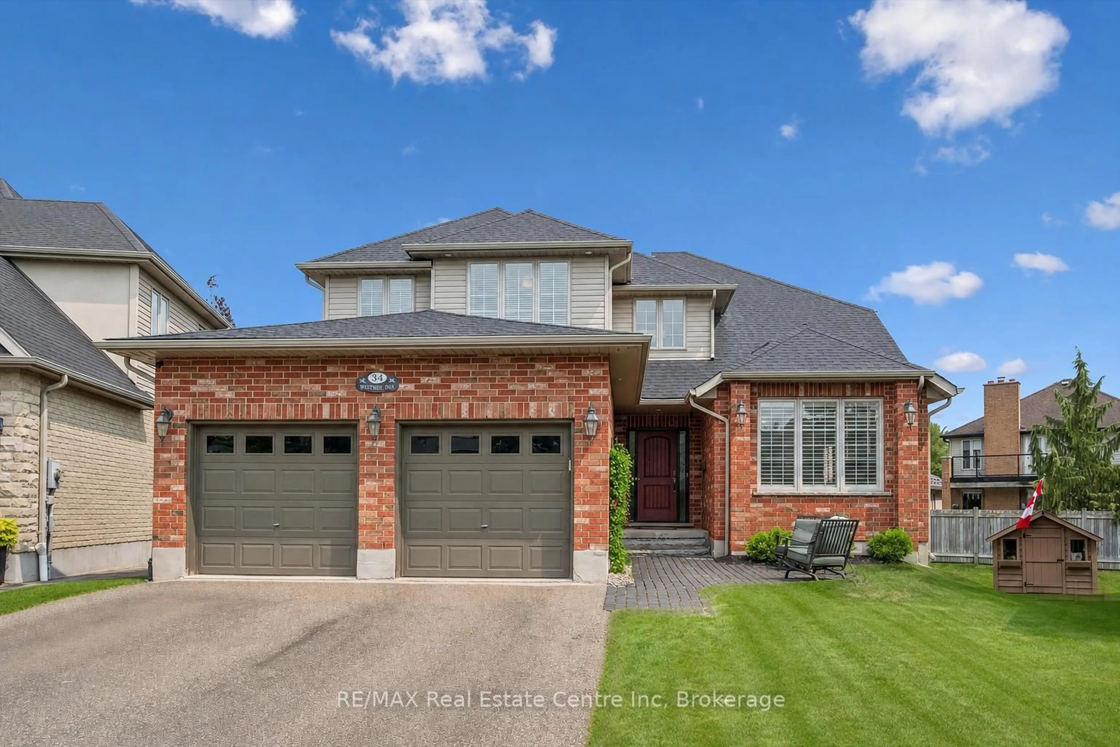Home with brick exterior material, street for 34 Whetstone Cres, Guelph Ontario N1L 1T3