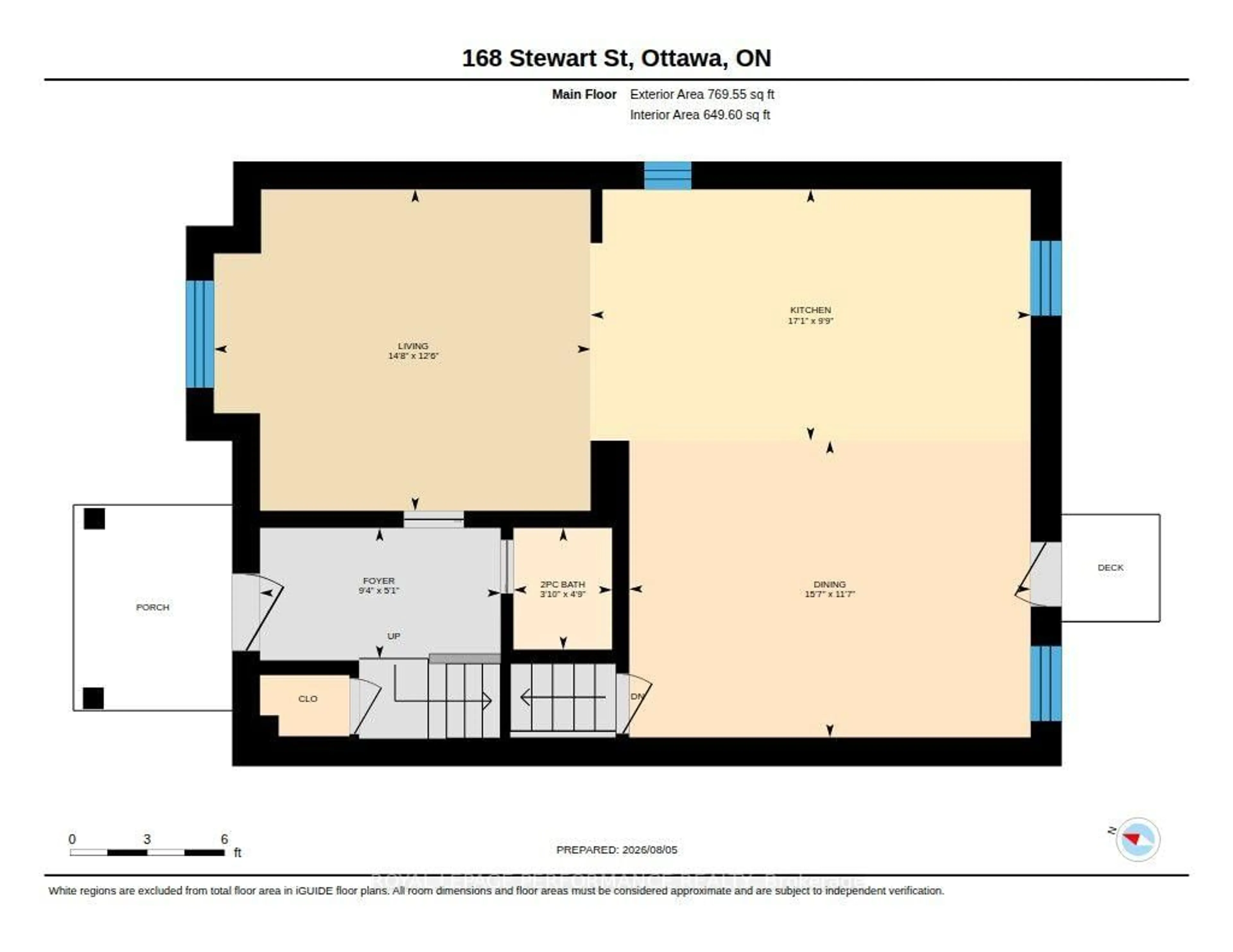 Floor plan for 168 Stewart St, Ottawa Ontario K1N 6J9