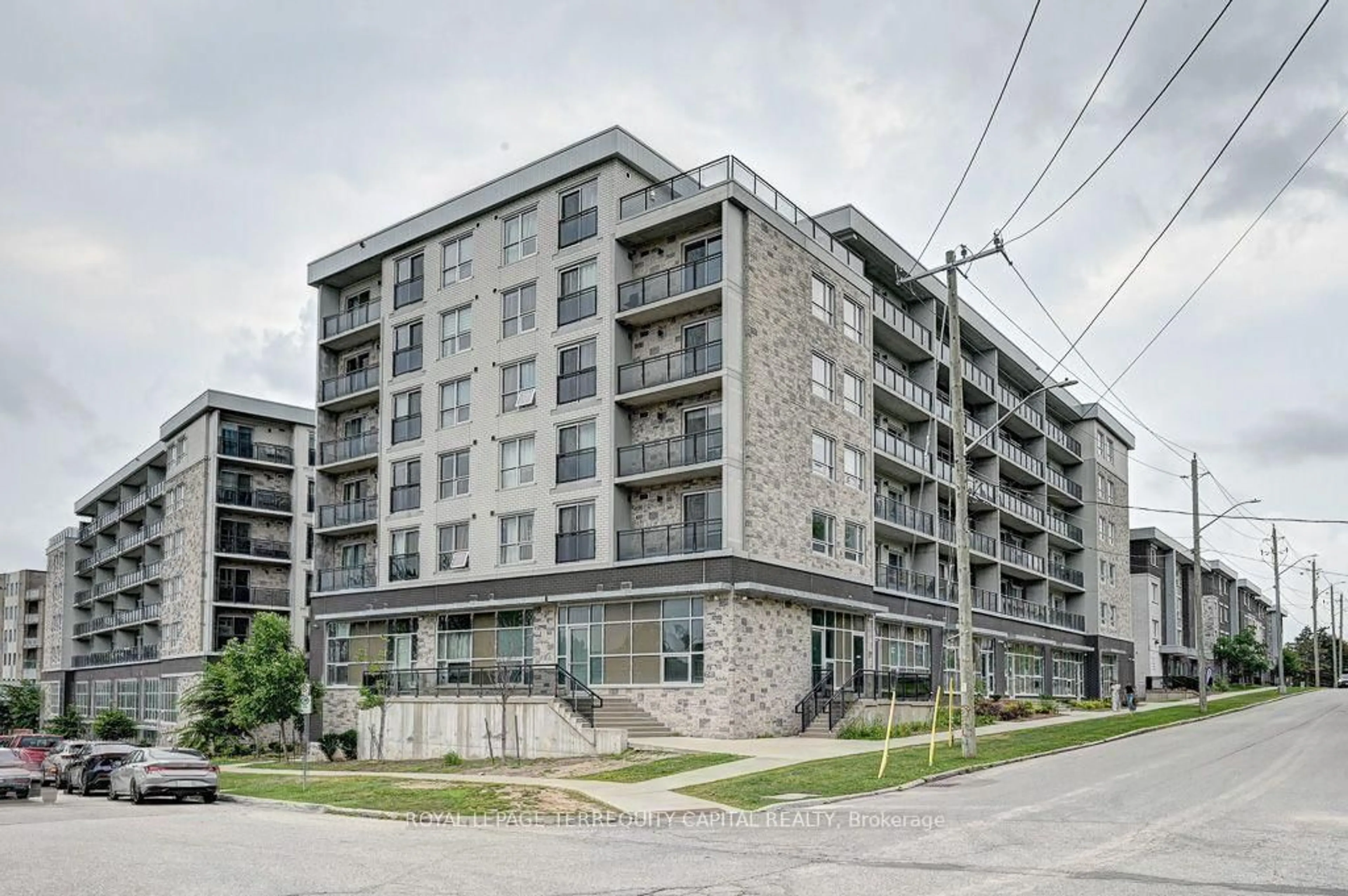 A pic from outside/outdoor area/front of a property/back of a property/a pic from drone, building for 275F Larch St #310, Waterloo Ontario N2L 3R2