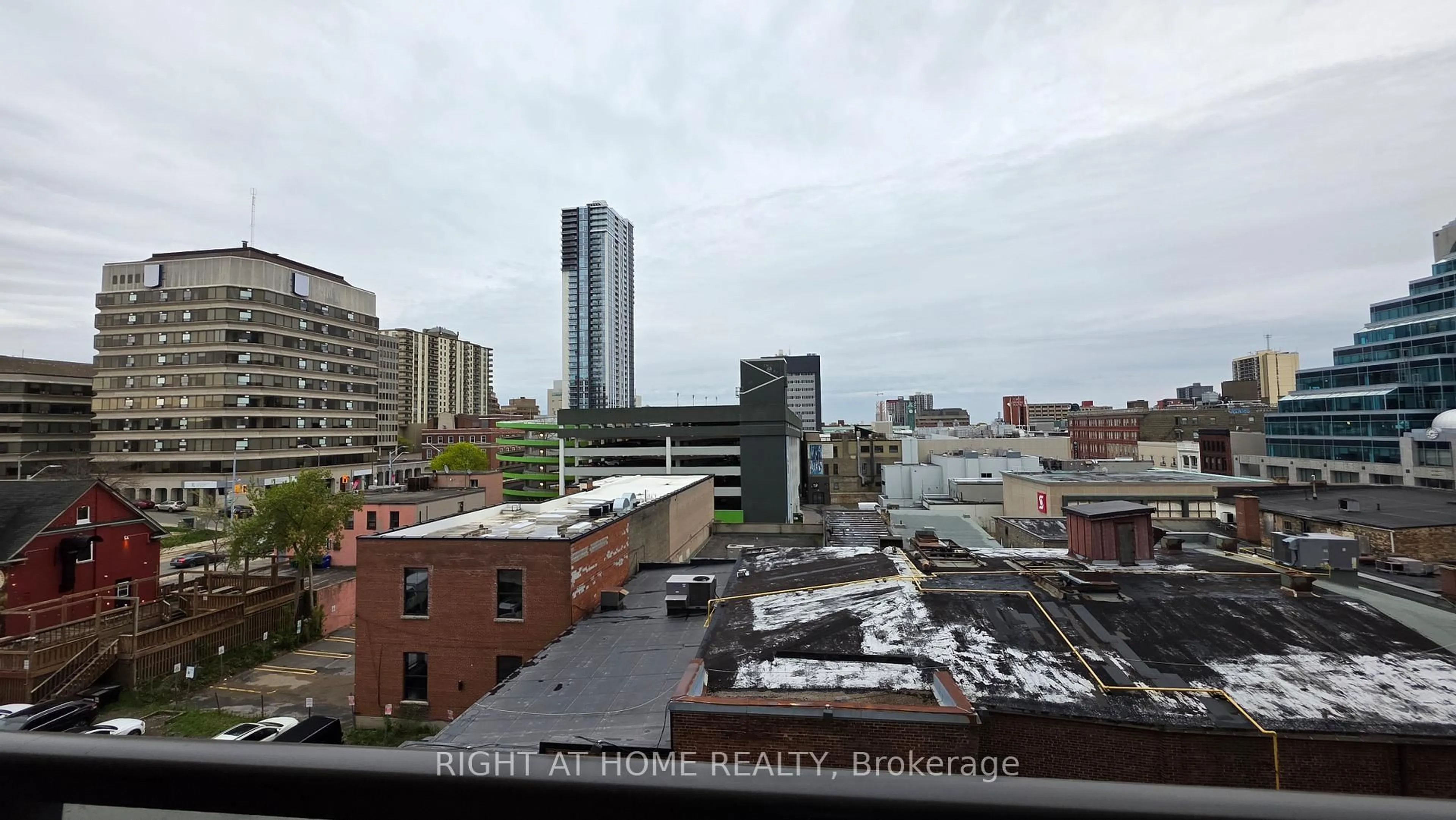 Balcony in the apartment, city buildings view from balcony for 55 Duke St #412, Kitchener Ontario N2H 0B7