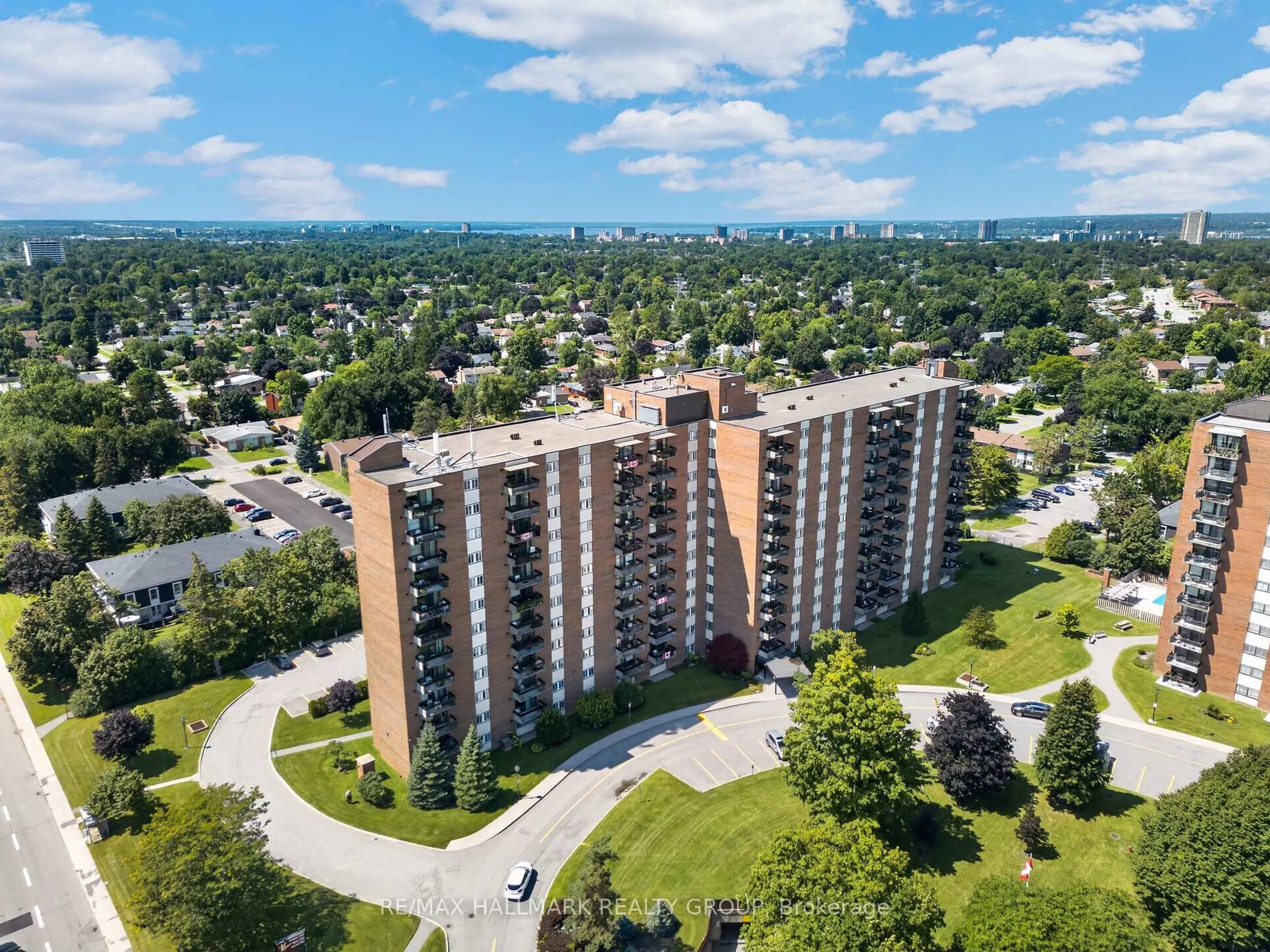 A pic from outside/outdoor area/front of a property/back of a property/a pic from drone, city buildings view from balcony for 1505 Baseline Rd #313, Ottawa Ontario K2C 3L4