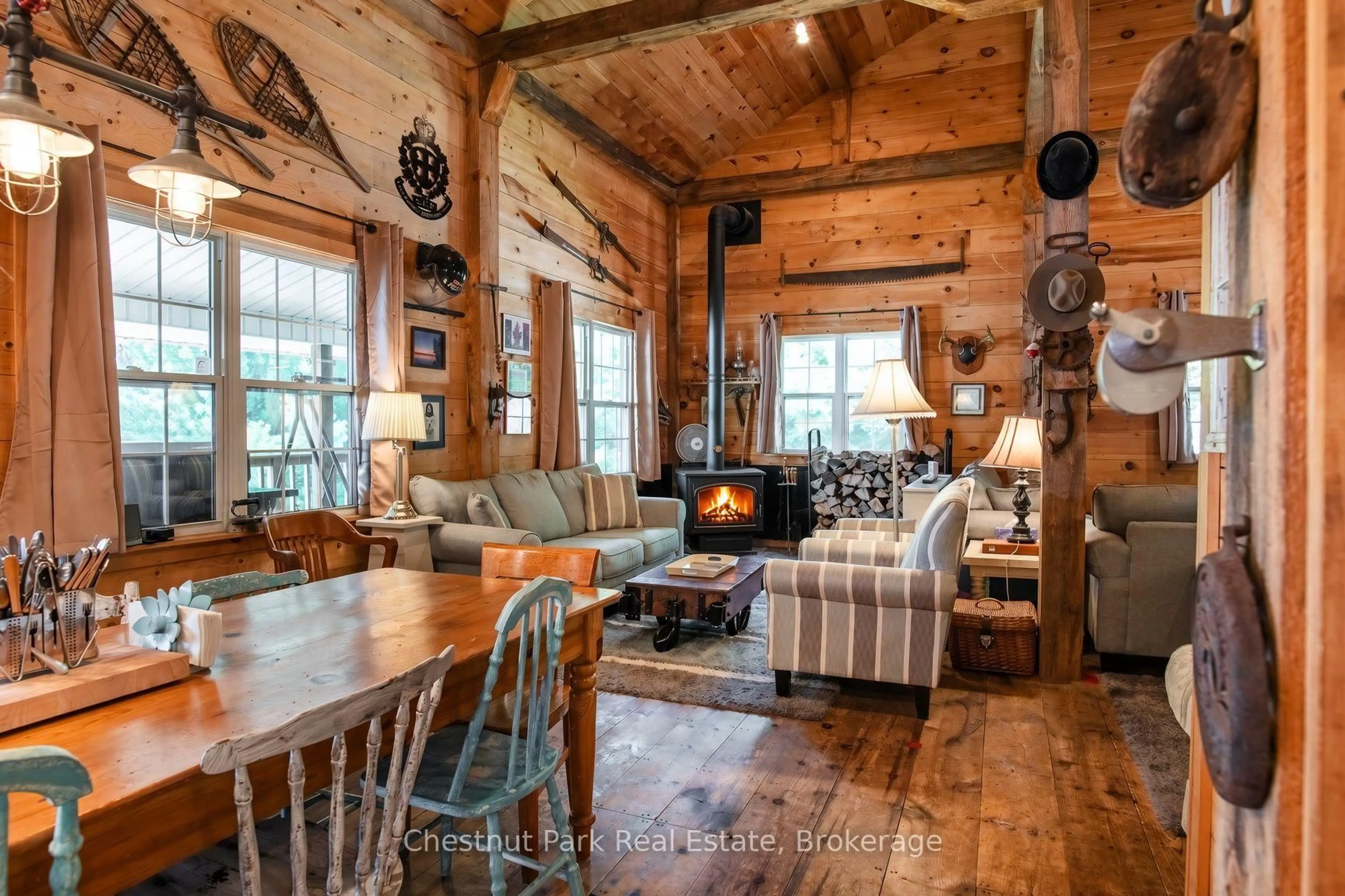 Rustic kitchen, wood/laminate floor for 102 Sherwood Acres Dr, Parry Sound Remote Area Ontario P0A 1X0