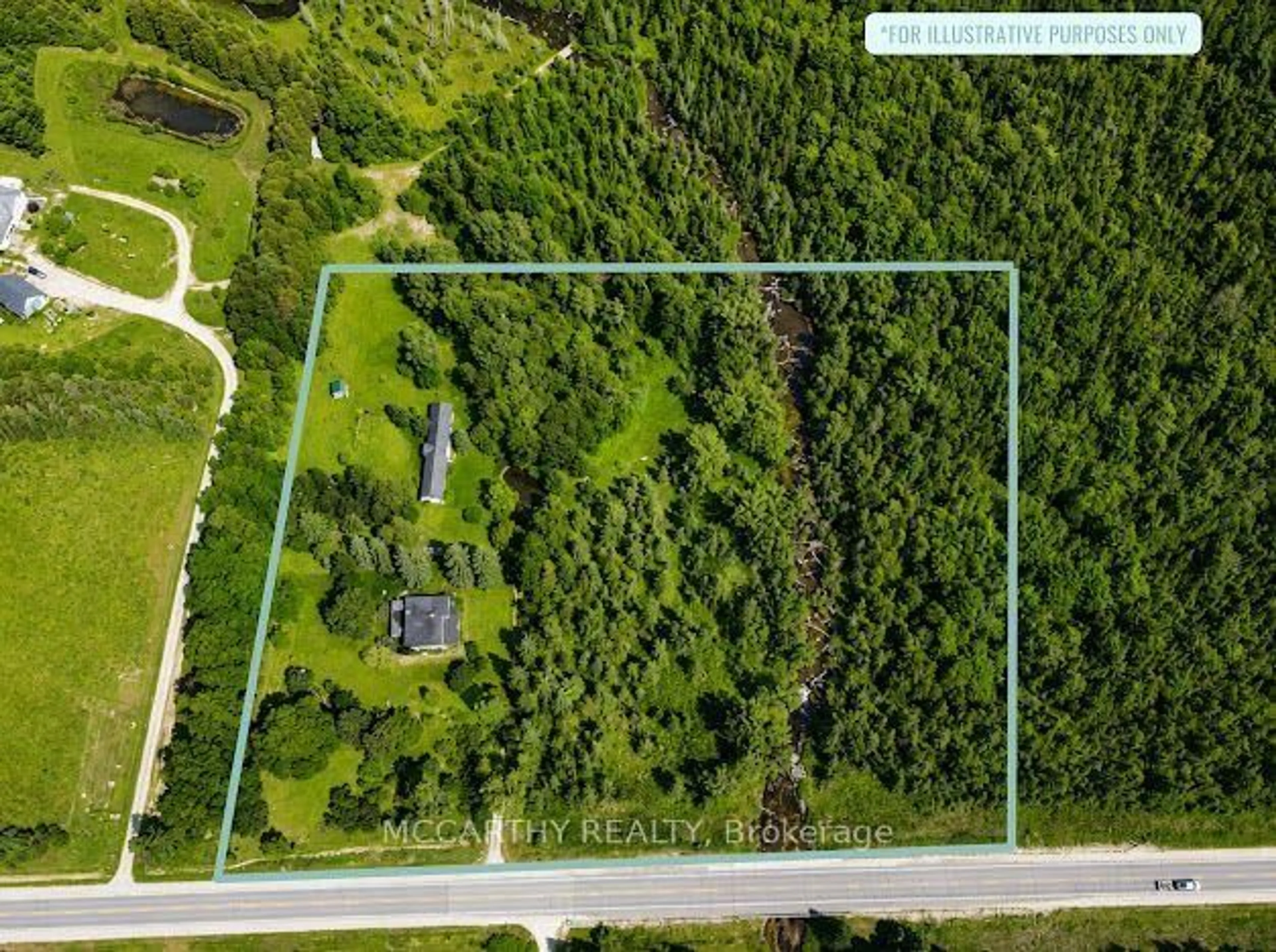 A pic from outside/outdoor area/front of a property/back of a property/a pic from drone, forest/trees view for 315119 Highway 6 Highway, West Grey Ontario N0G 1R0