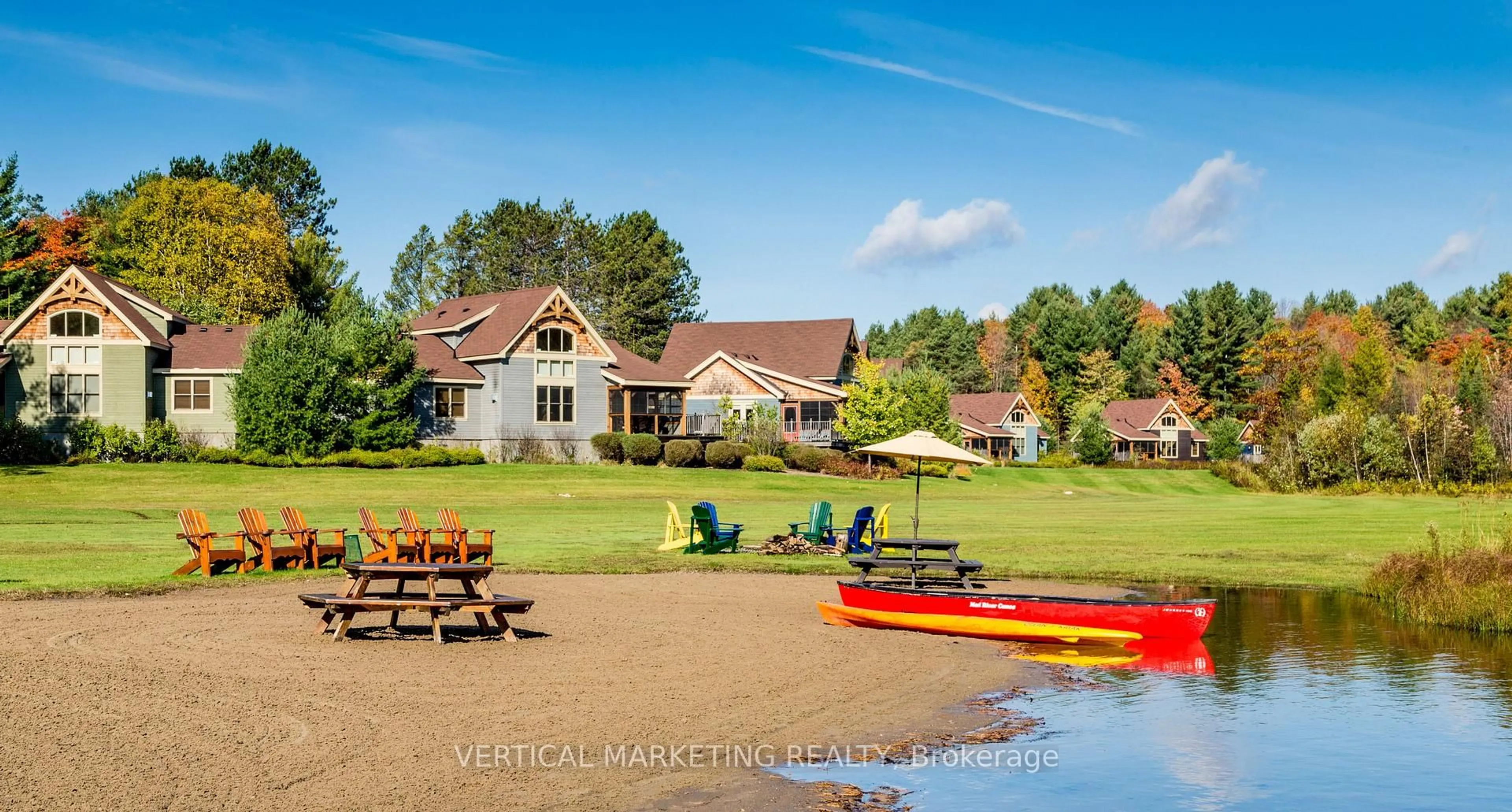 A pic from outside/outdoor area/front of a property/back of a property/a pic from drone, water/lake/river/ocean view for 1146 Old Parry Sound Rd #36, Muskoka Lakes Ontario P0B 1M0