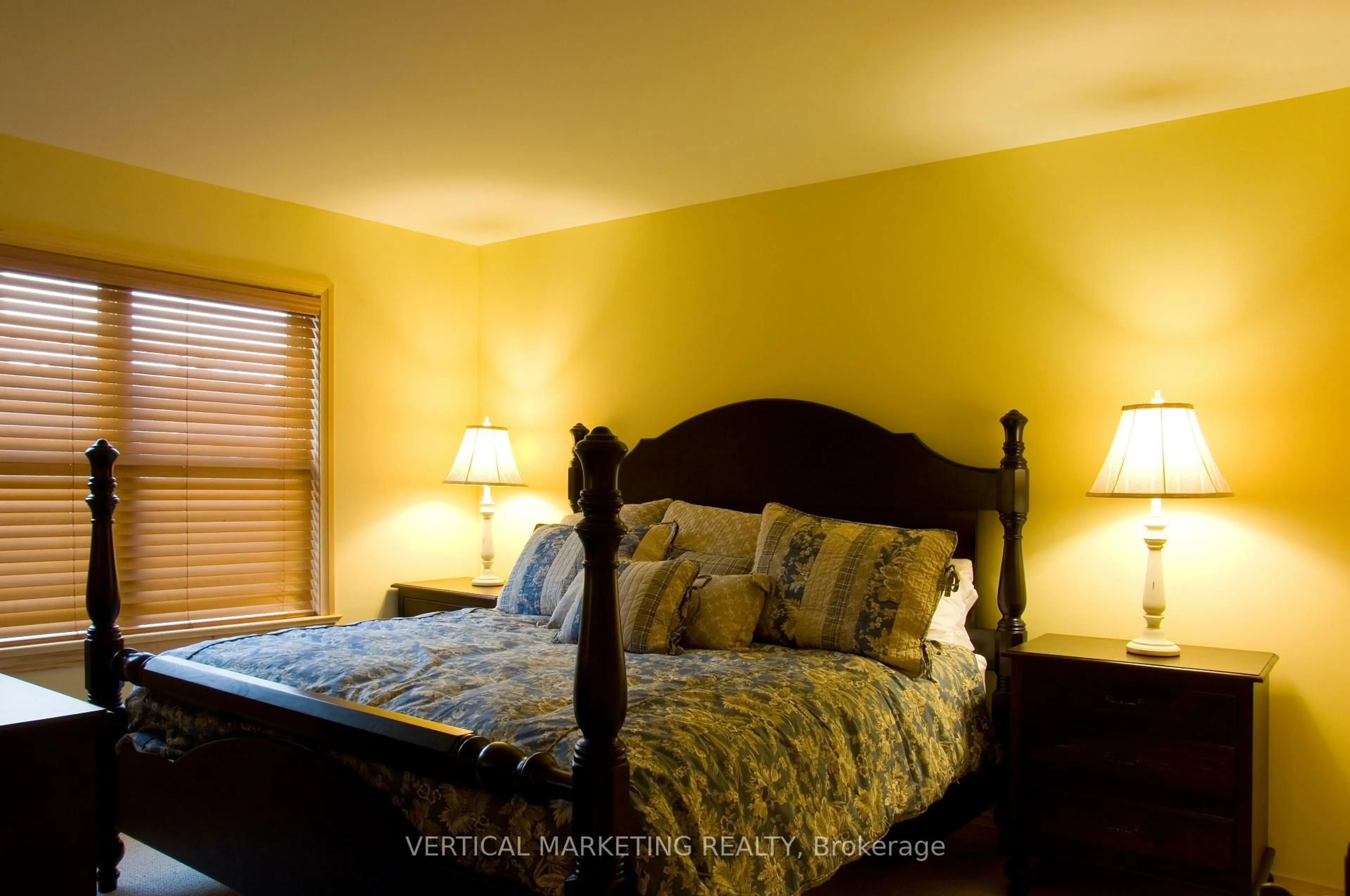 Bedroom with bed, wood/laminate floor for 1146 Old Parry Sound Rd #36, Muskoka Lakes Ontario P0B 1M0
