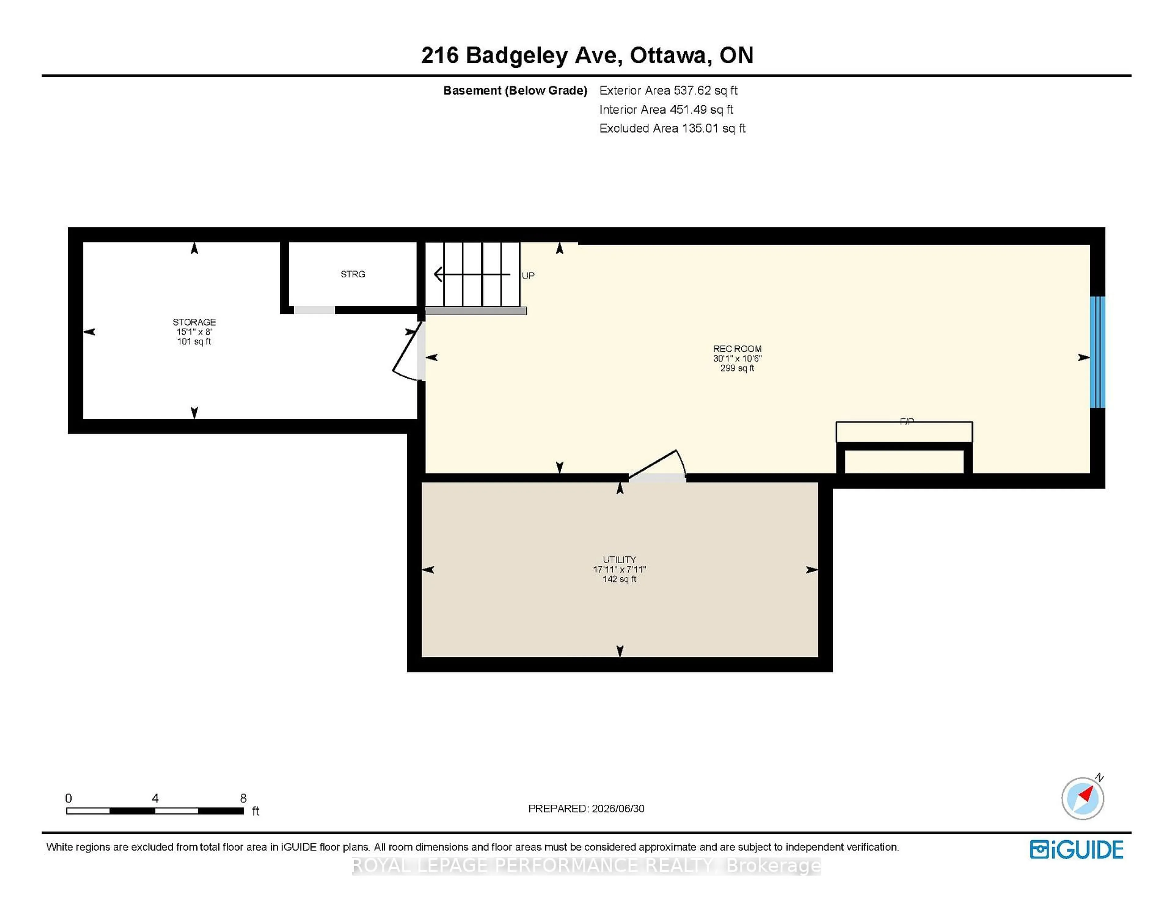 Floor plan for 216 Badgeley Ave, Ottawa Ontario K2T 0A4