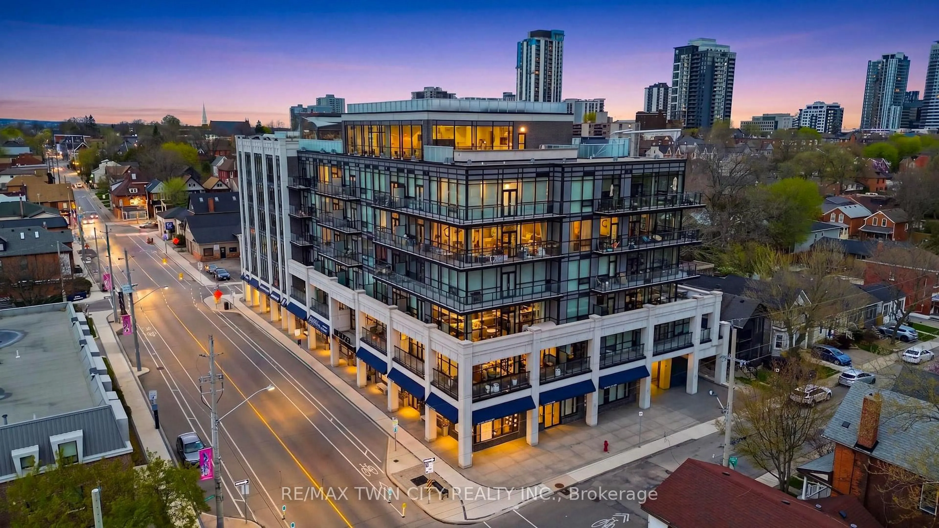 A pic from outside/outdoor area/front of a property/back of a property/a pic from drone, city buildings view from balcony for 101 Locke St #503, Hamilton Ontario L8P 4A6