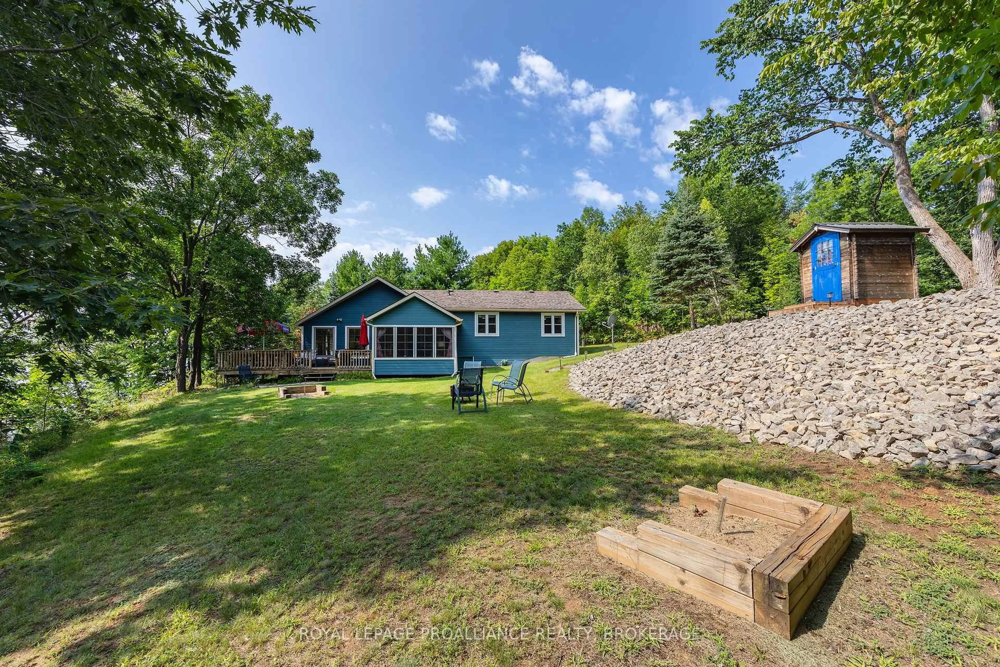 A pic from outside/outdoor area/front of a property/back of a property/a pic from drone, water/lake/river/ocean view for 1145 North Shore Rd, Rideau Lakes Ontario K0G 1X0