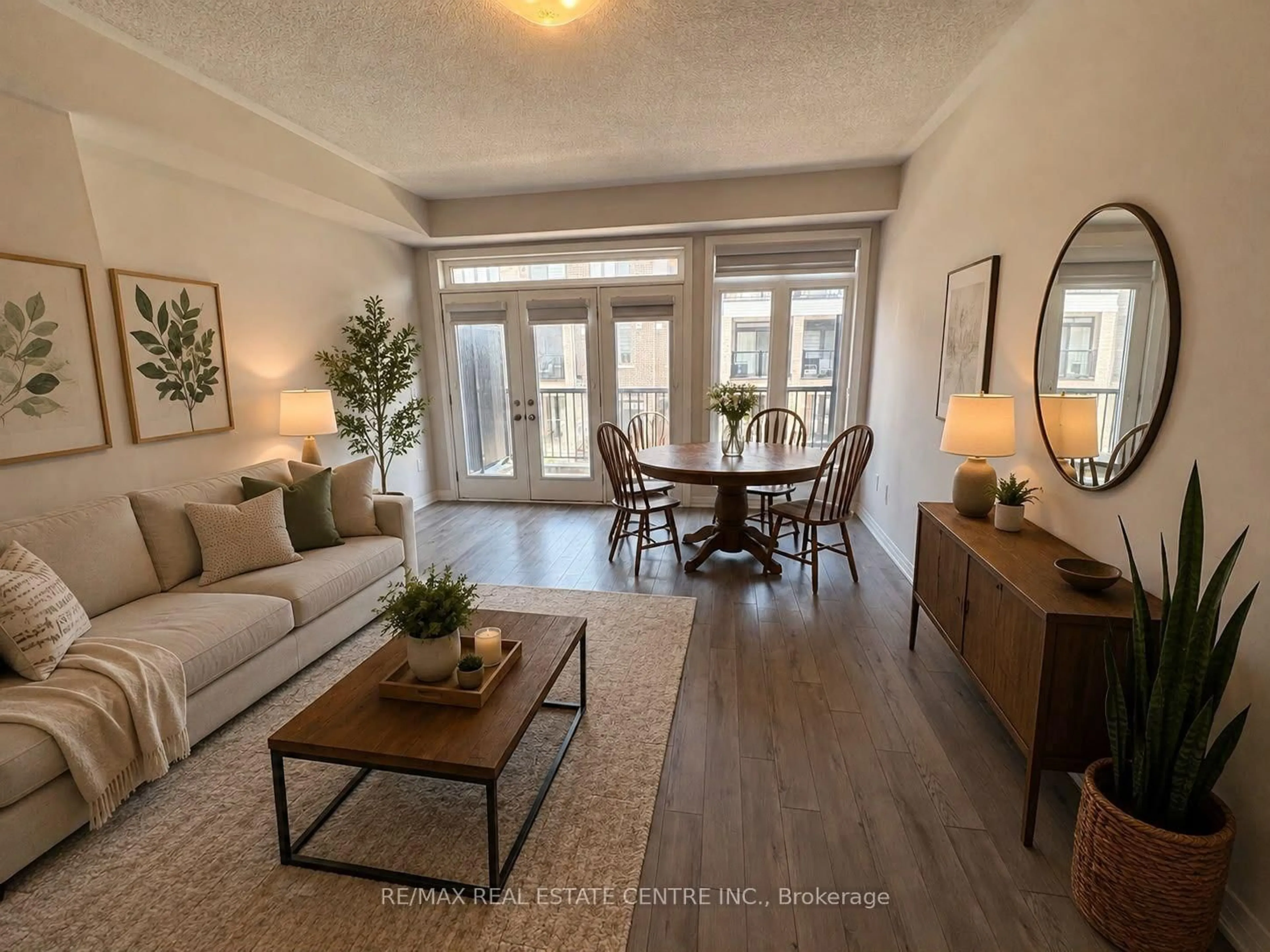 Living room with furniture, wood/laminate floor for 585 Colborne St #304, Brantford Ontario N3S 3M7