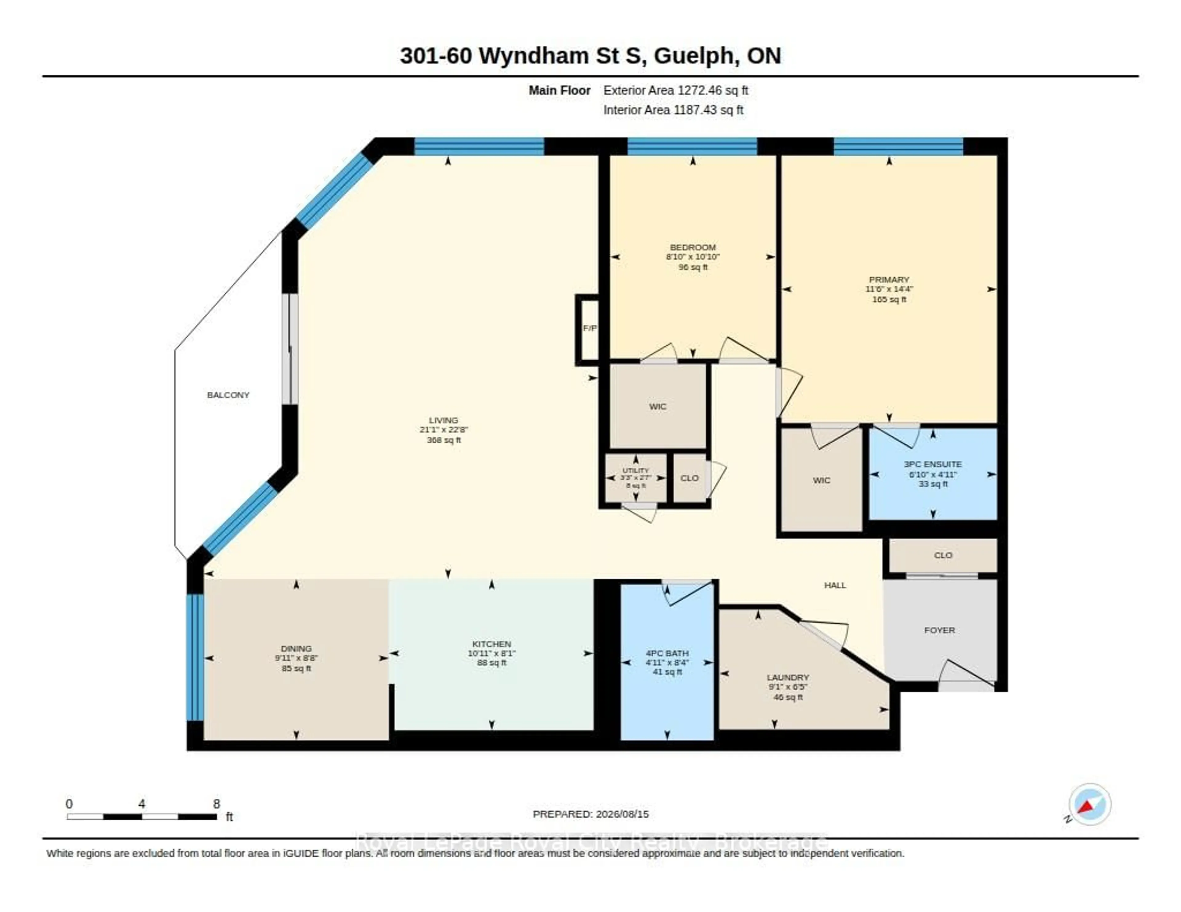 Floor plan for 60 Wyndham St #301, Guelph Ontario N1E 7H7
