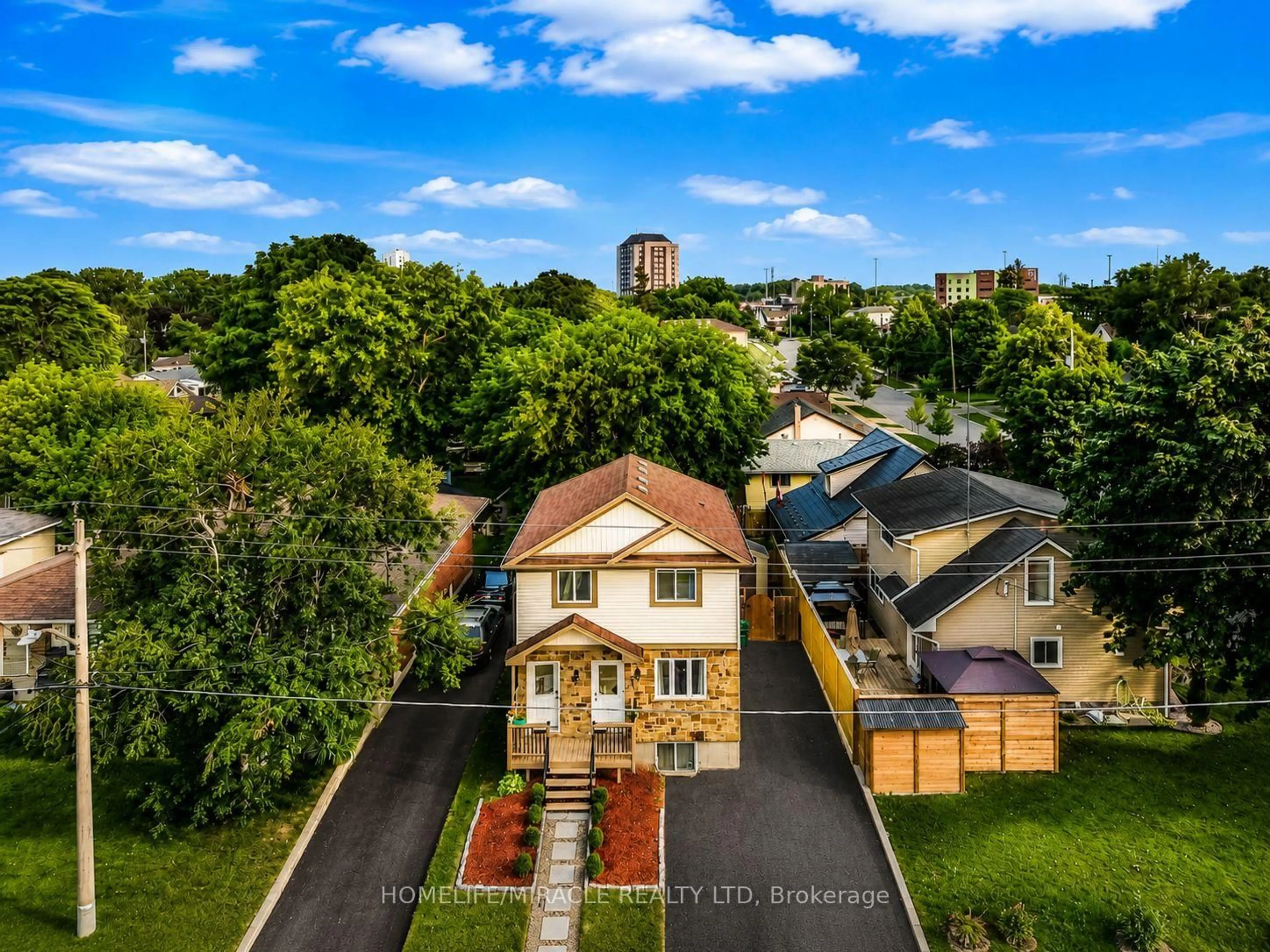 A pic from outside/outdoor area/front of a property/back of a property/a pic from drone, city buildings view from balcony for 67 Kinzie Ave, Kitchener Ontario N2A 2J6