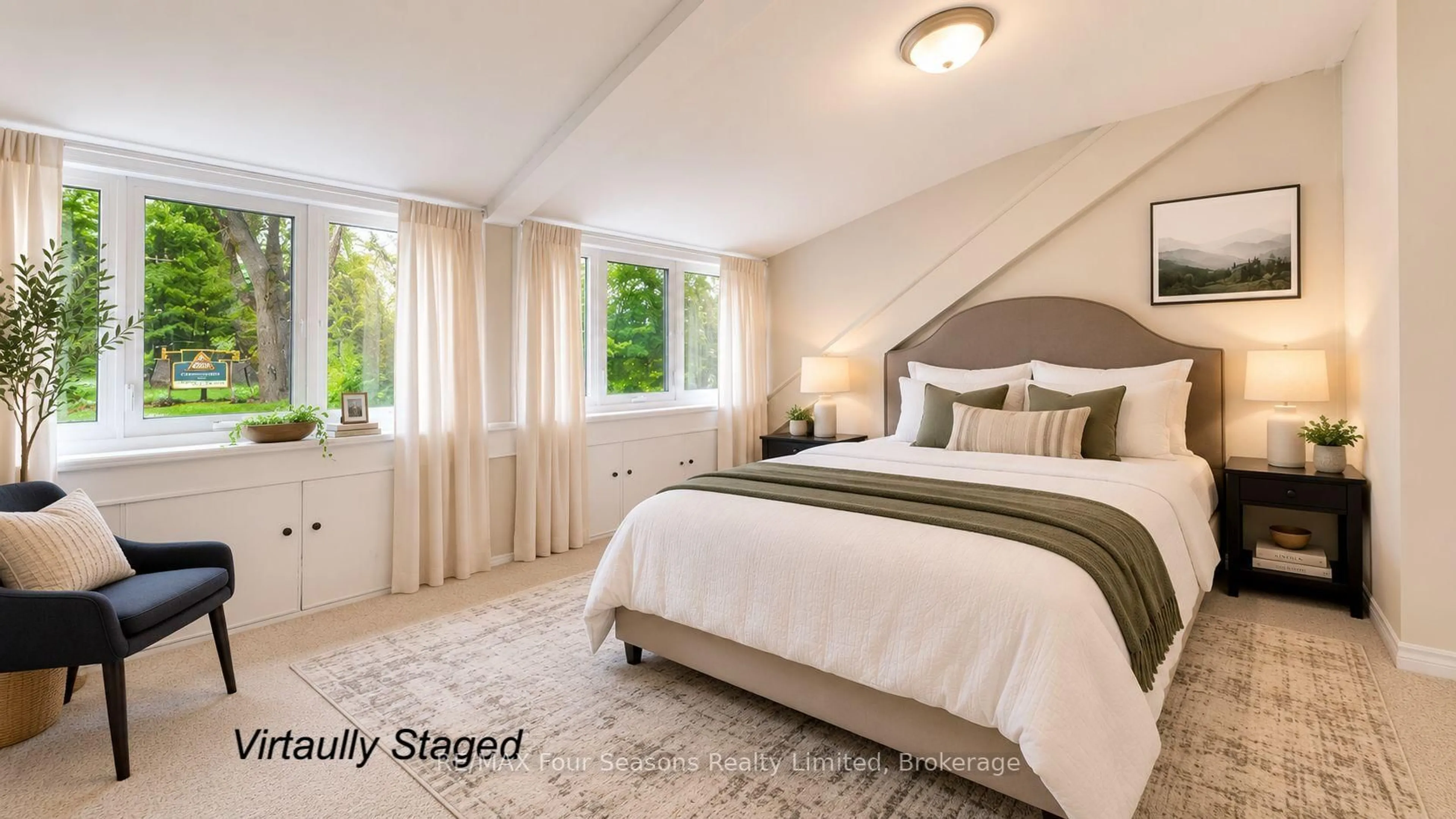 Bedroom with bed, carpet floor for 163 Craigleith Rd, Blue Mountains Ontario L9Y 0S4