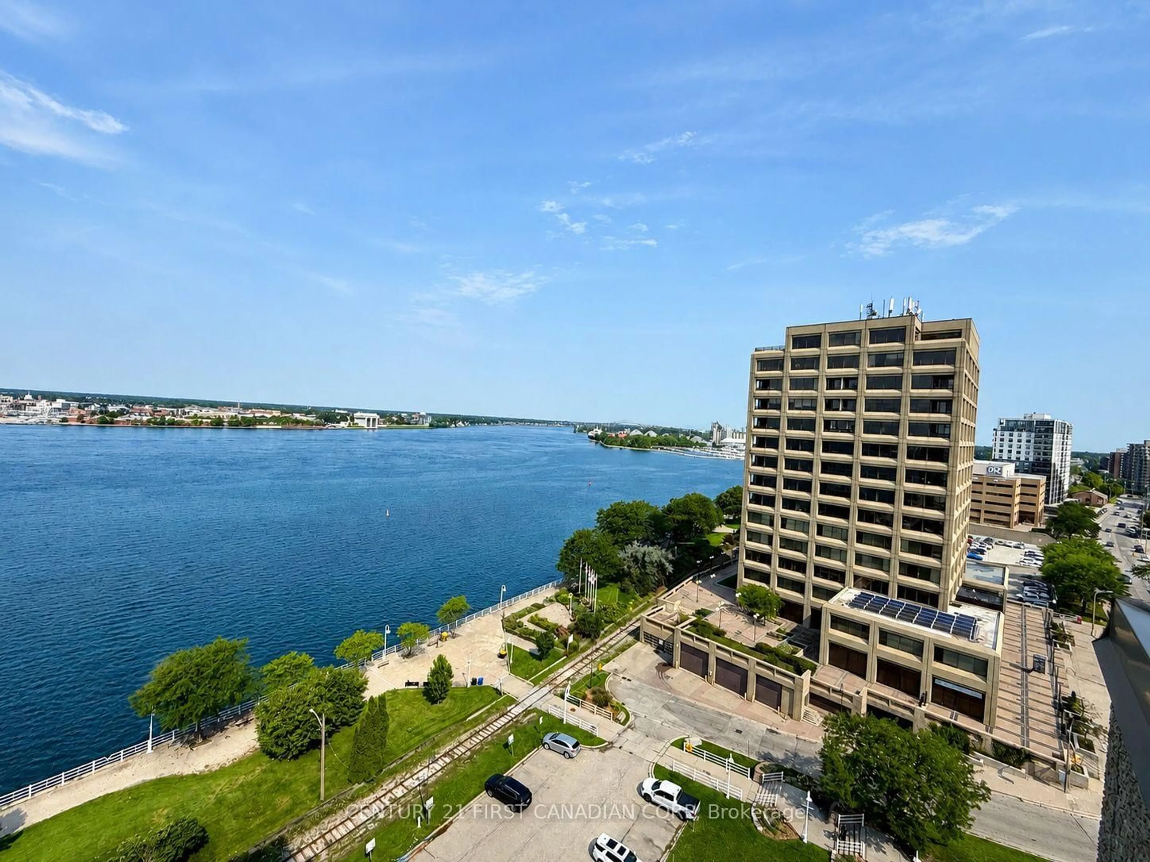 A pic from outside/outdoor area/front of a property/back of a property/a pic from drone, water/lake/river/ocean view for 155 Front St #1308, Sarnia Ontario N7T 7V5