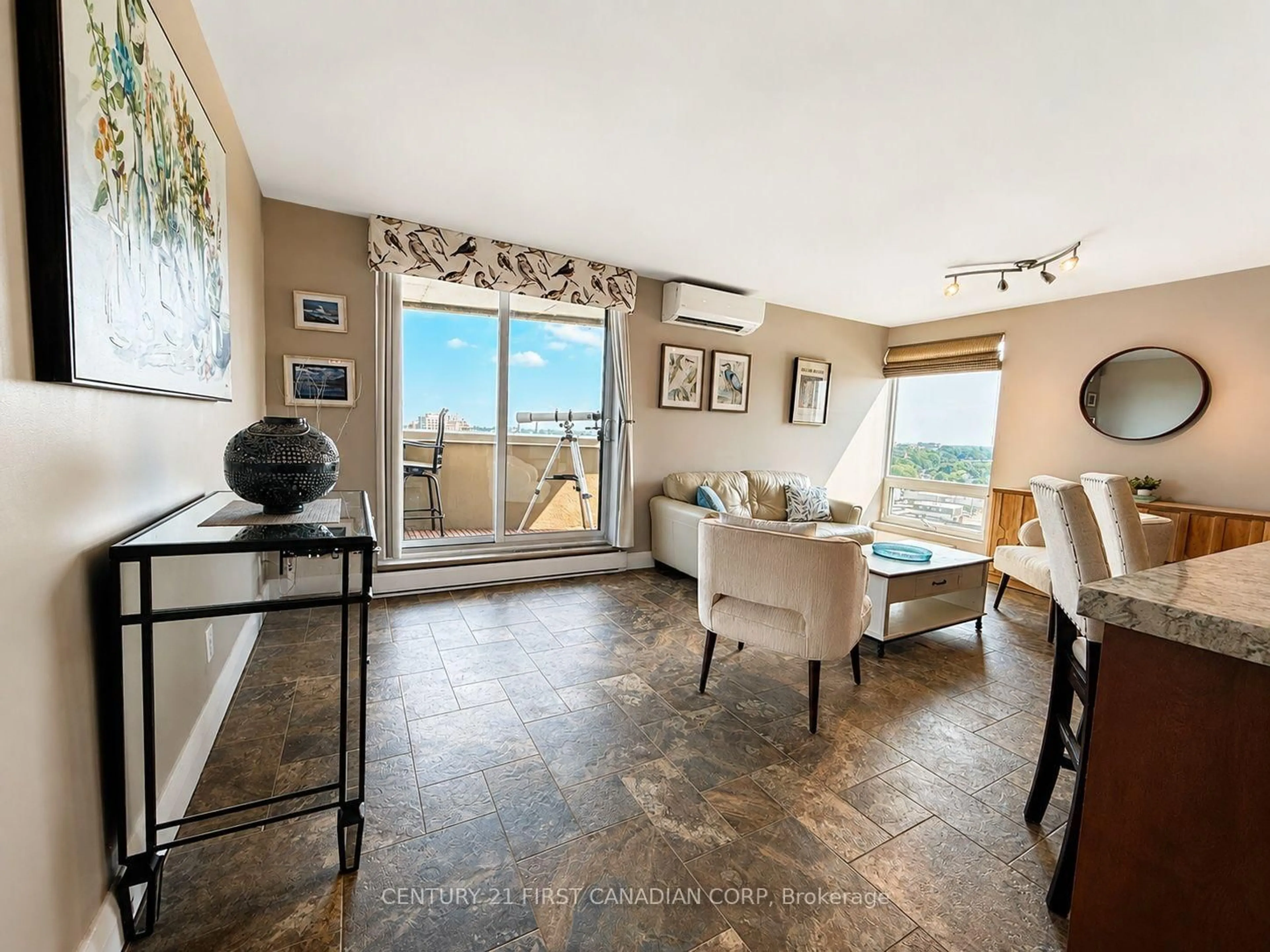 Living room with furniture, ceramic/tile floor for 155 Front St #1308, Sarnia Ontario N7T 7V5