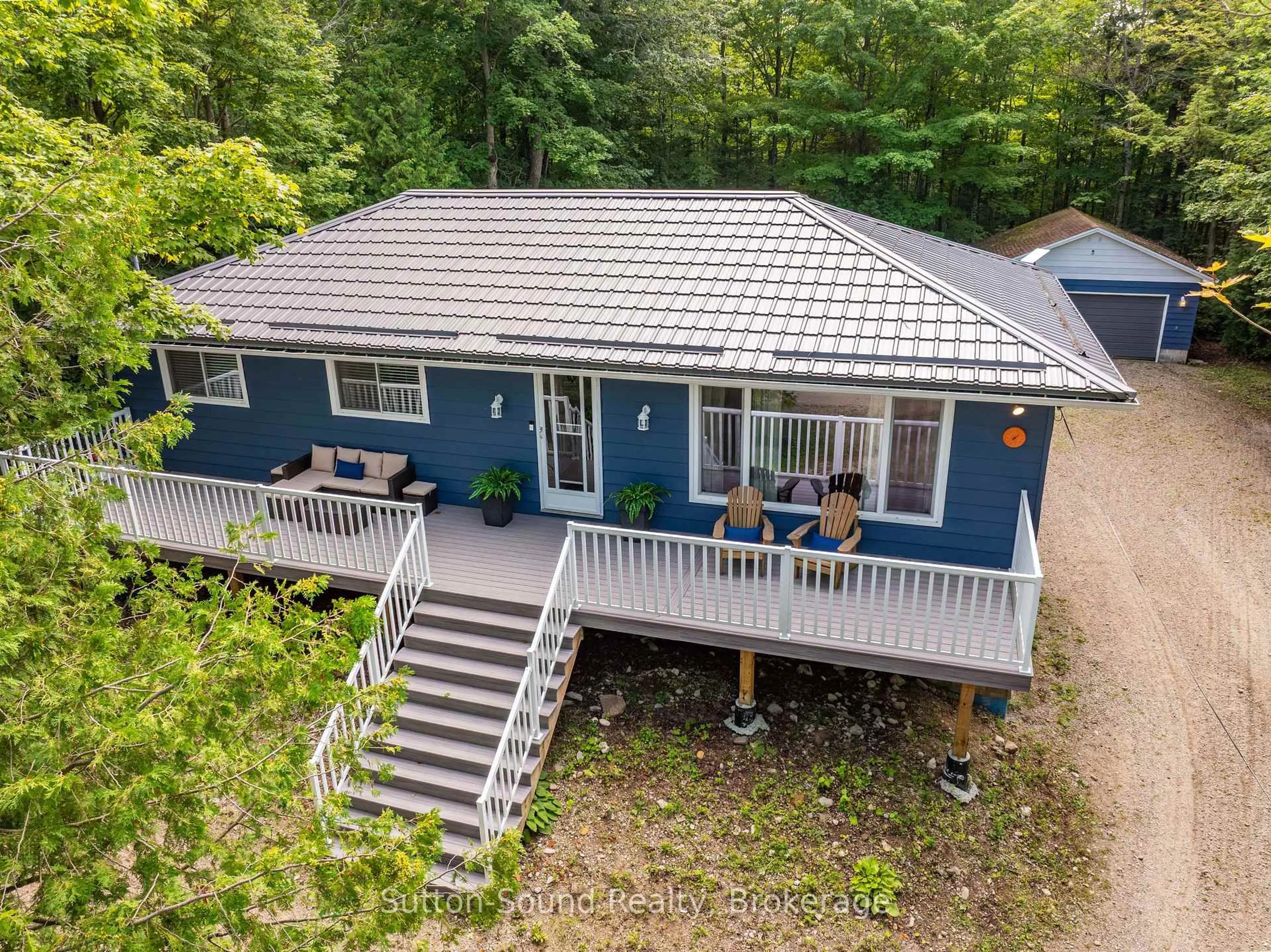 A pic from outside/outdoor area/front of a property/back of a property/a pic from drone, water/lake/river/ocean view for 54 Roth Dr, South Bruce Peninsula Ontario N0H 2T0