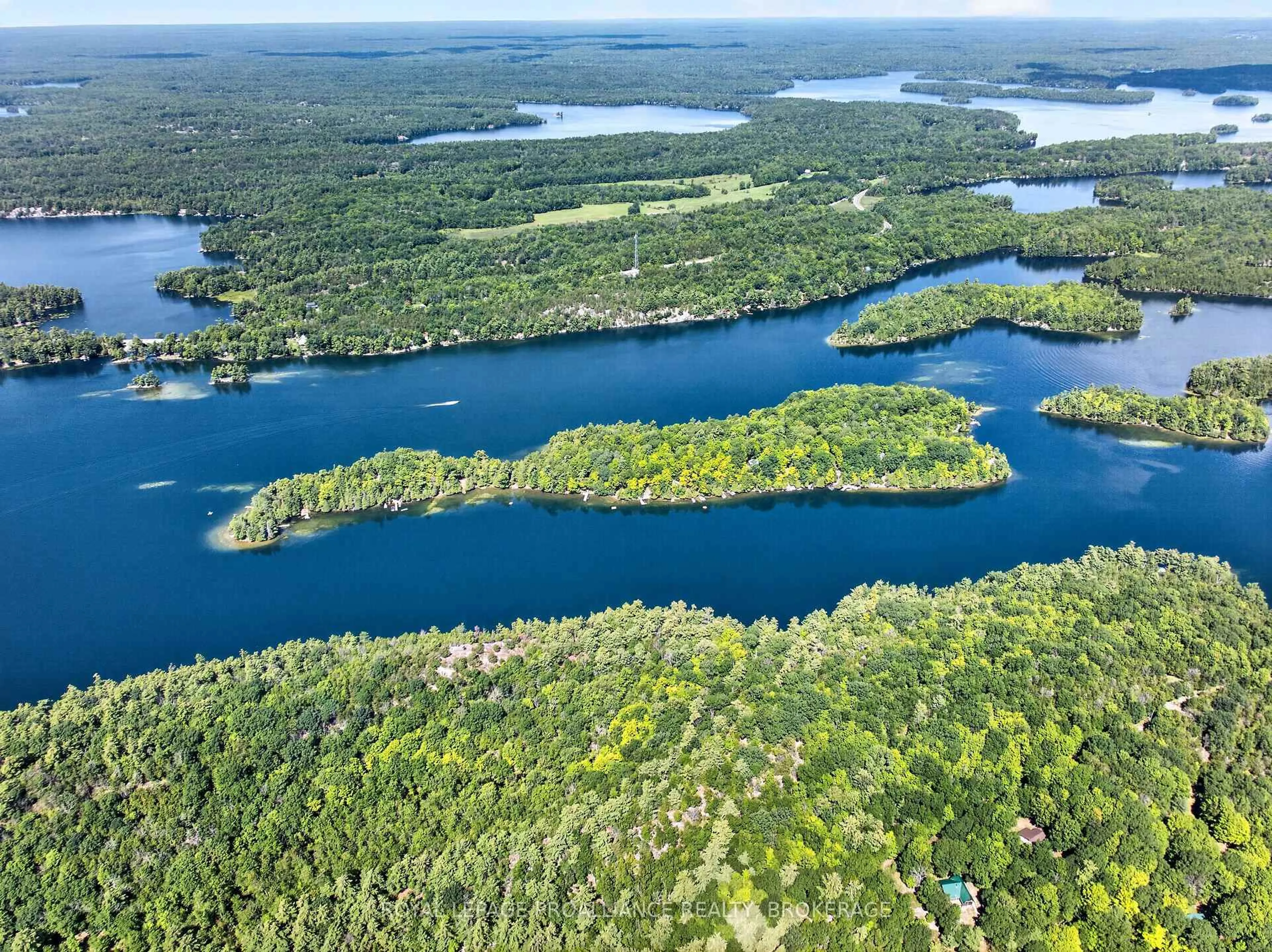 A pic from outside/outdoor area/front of a property/back of a property/a pic from drone, water/lake/river/ocean view for 20 Porcupine Island, Perth Road Ontario K0H 2L0