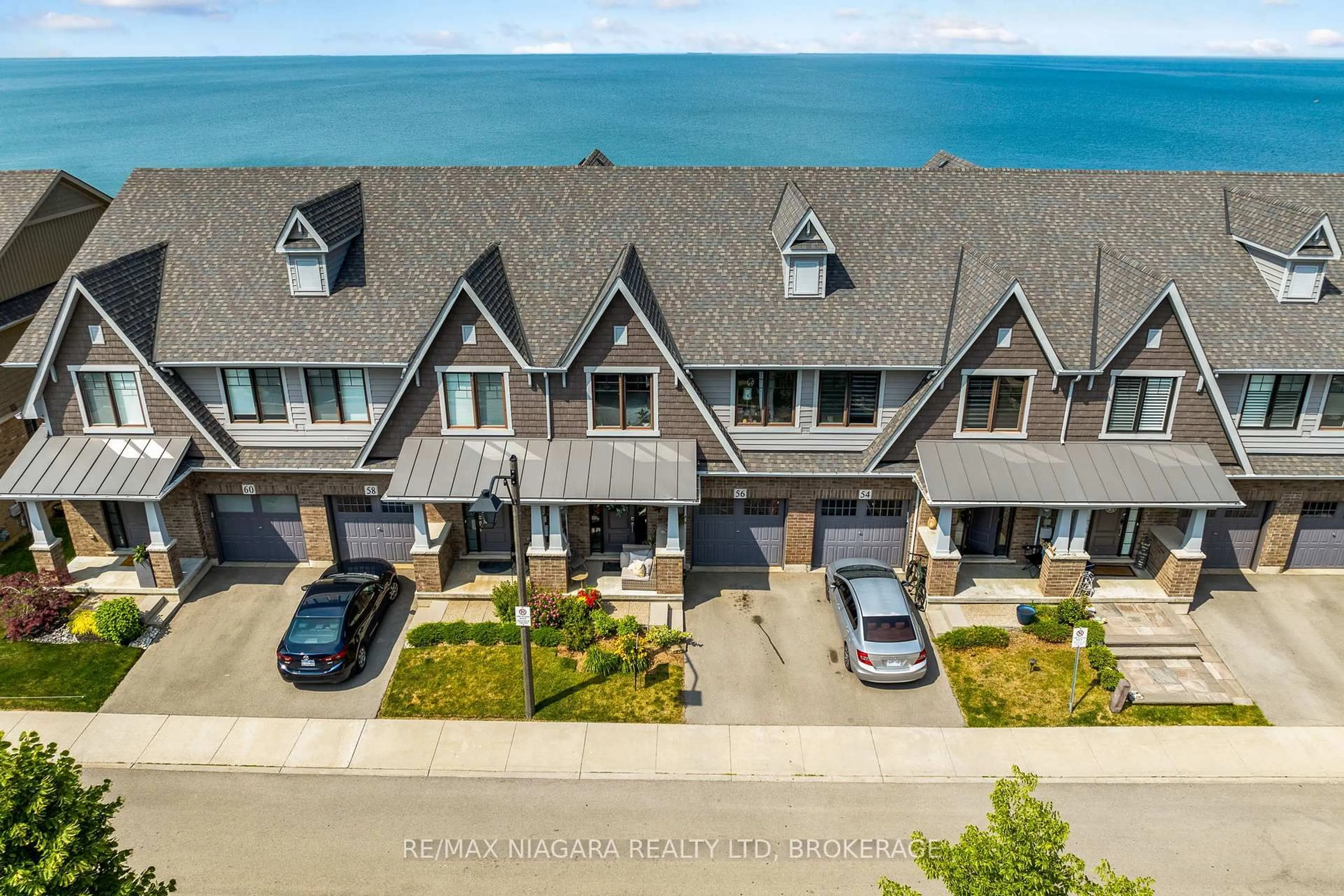A pic from outside/outdoor area/front of a property/back of a property/a pic from drone, water/lake/river/ocean view for 56 Waterview Lane, Grimsby Ontario L3M 0H2