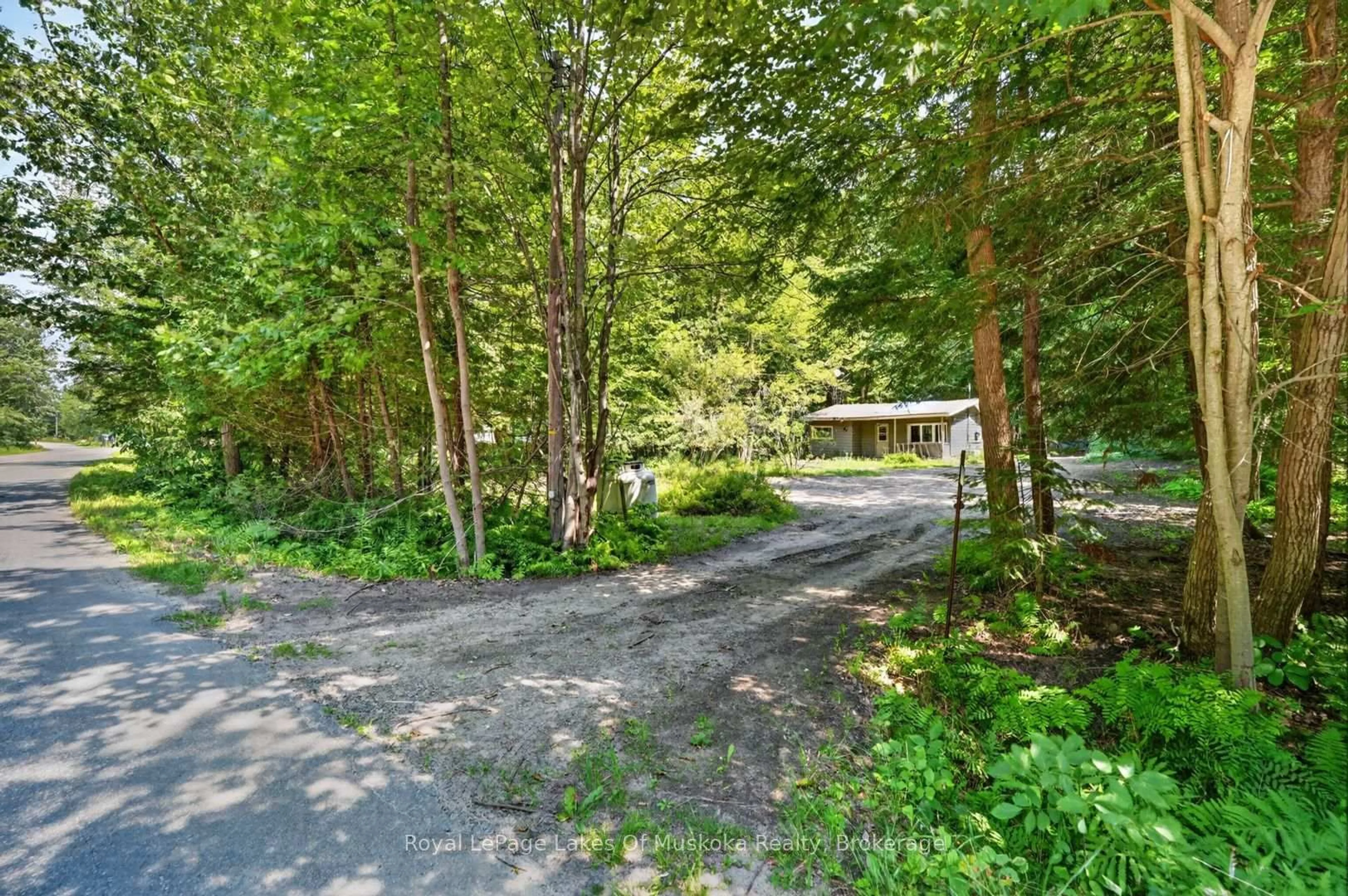 A pic from outside/outdoor area/front of a property/back of a property/a pic from drone, forest/trees view for 1341 Golden Beach Rd, Bracebridge Ontario P1L 1W8