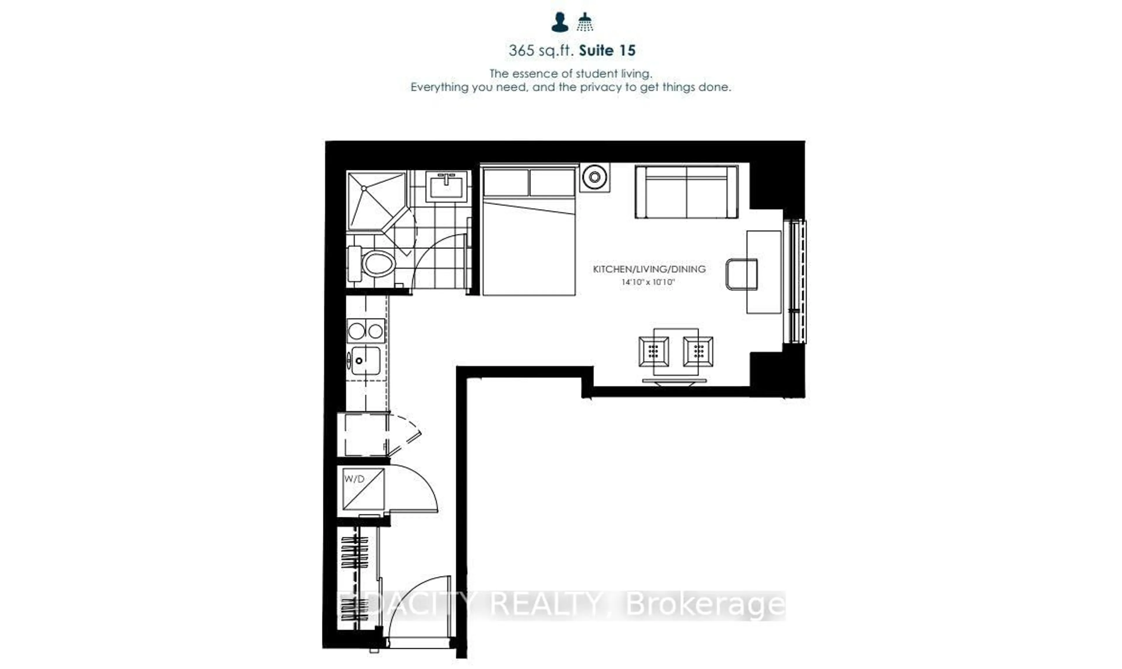Floor plan for 105 Champagne Ave #1915, Ottawa Ontario K1S 5E5