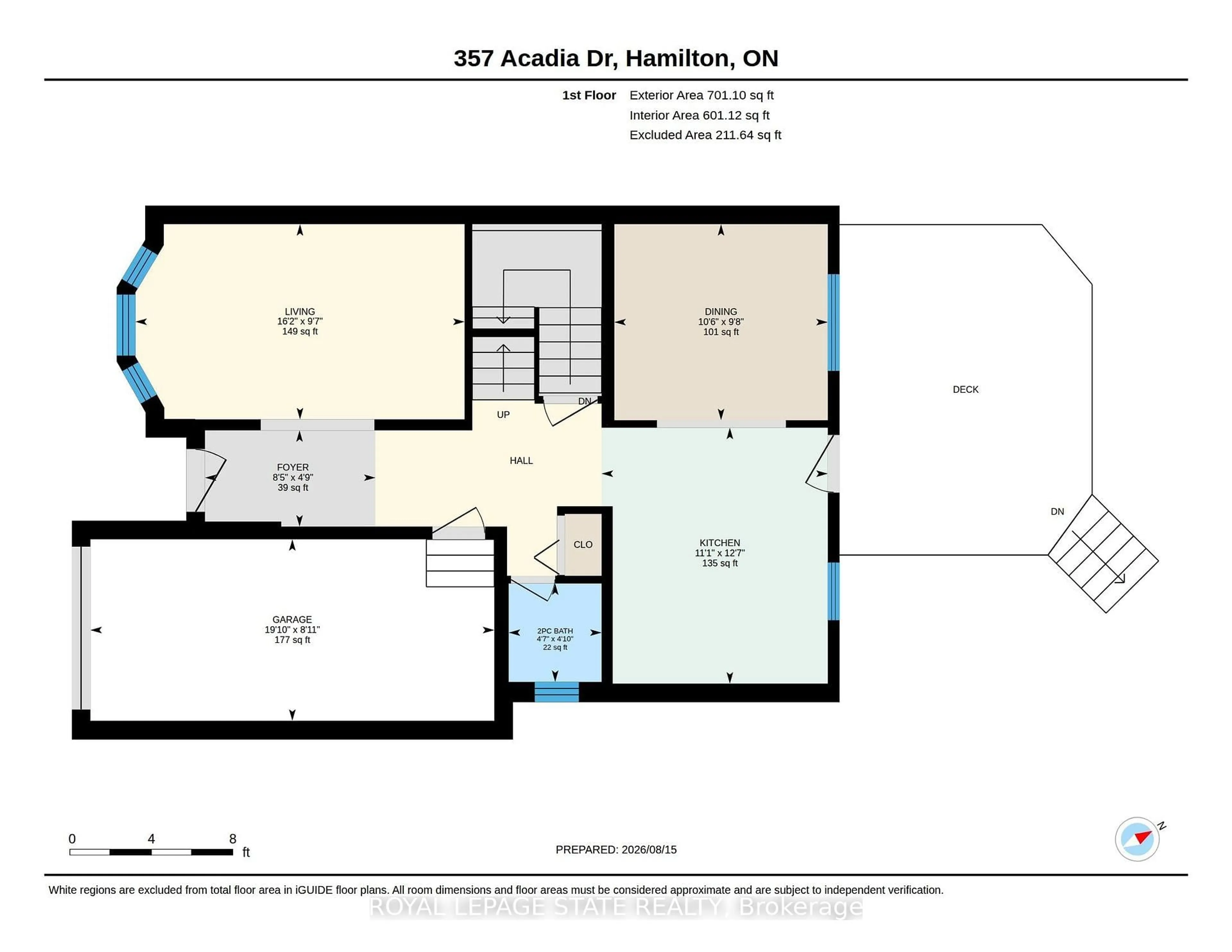 Floor plan for 357 Acadia Dr, Hamilton Ontario L8W 3L7